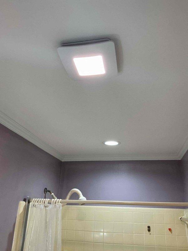 Installed electrical power to bathroom exhaust fans following HVAC contractor's completion of ventilation ductwork. Ran wiring from electrical panel to fan locations, installed appropriate circuit protection, and verified proper operation of both fan and lighting components in bathroom fixtures.