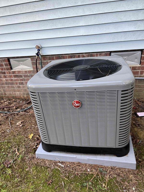 Completed comprehensive heating and air maintenance on Rheem system installed in February 2026 under CARE plan coverage. Performed 80-point inspection on heating and cooling components, cleaned outdoor condenser coils, performed burner cleaning, verified and adjusted gas pressures to manufacturer specifications, and conducted complete safety inspections. All systems operating within normal parameters with no deficiencies noted. Completed comprehensive heating and air maintenance on Rheem system installed in February 2026 under CARE plan coverage. Performed 80-point inspection on heating and cooling components, cleaned outdoor condenser coils, performed burner cleaning, verified and adjusted gas pressures to manufacturer specifications, and conducted complete safety inspections. All systems operating within normal parameters with no deficiencies noted.