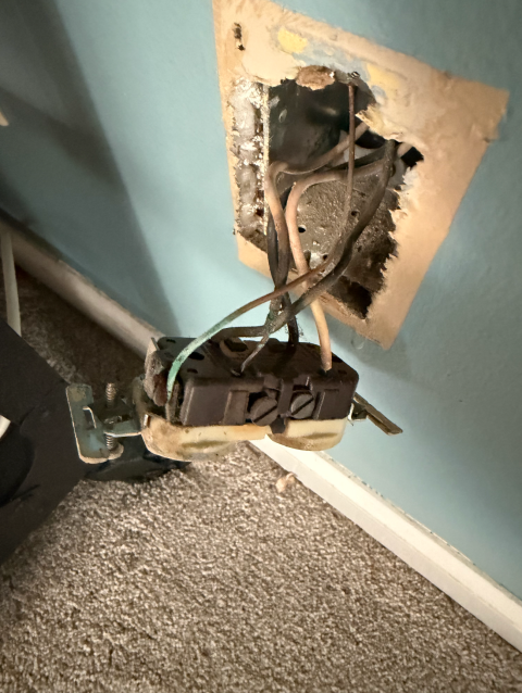 I replaced the GFCI outlets, installed new ones where needed, and added a 110V switch/outlet in the upstairs room and hallway.
