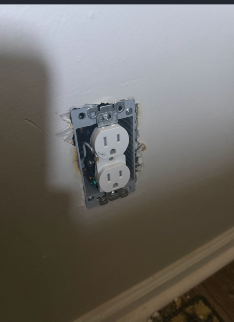 We installed a dedicated circuit for a single-point use, reset the solar inverter breaker, restored power, and replaced a burned receptacle in a room.