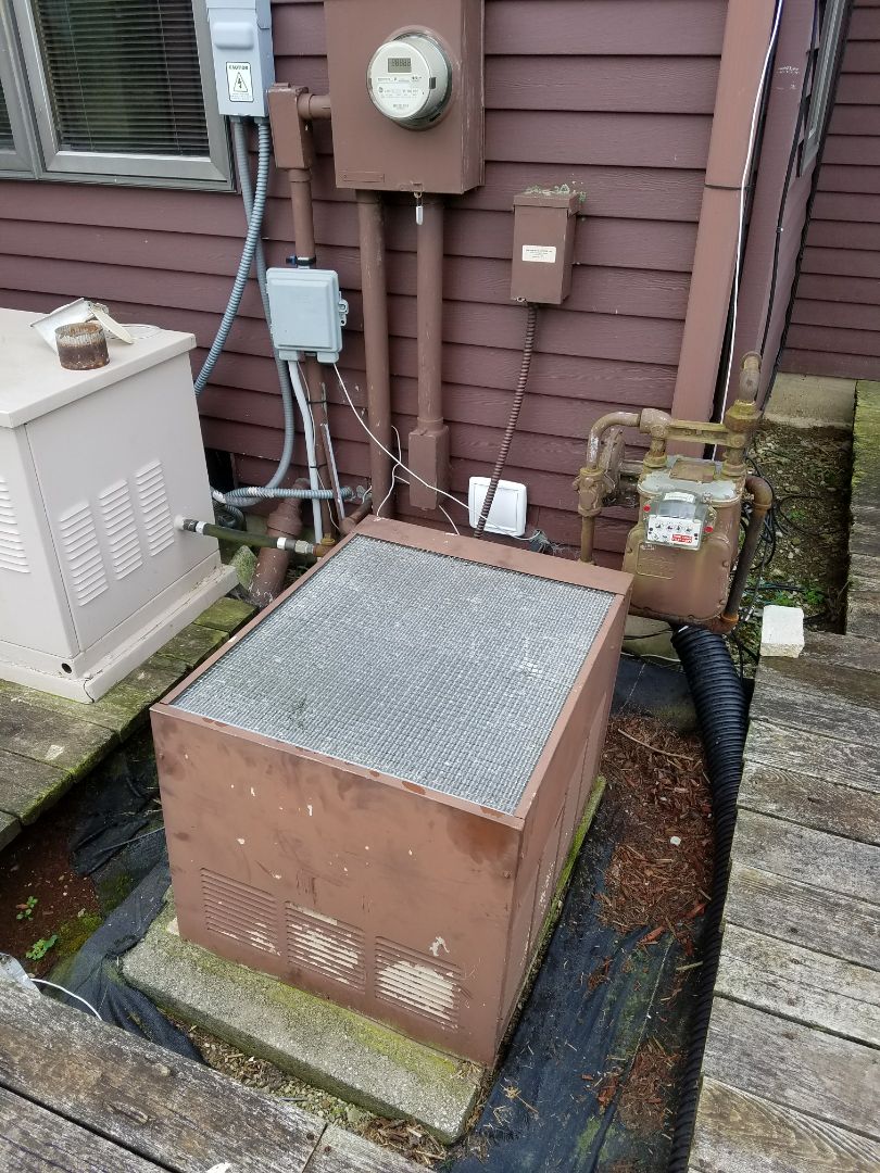 replace old air conditioner with new Bryant high efficiency air conditioner also move location to meet Indiana codes to get it away from the gas meter and dryer