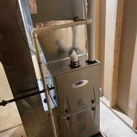 Carrier brand variable speed two-stage gas furnace installation. Customer received scheduled maintenance agreement for 1 year free of charge with furnace installation. 