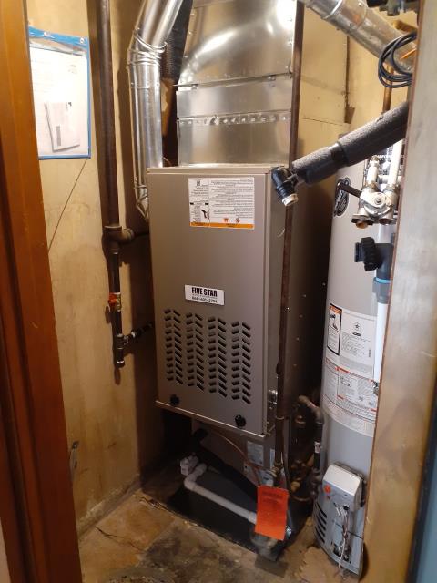 I installed a Five Star 80% 70,000 BTU Gas Furnace 3T 17" and a Five Star 13 SEER 2 Ton Air Conditioner. System is set and customer is ready for the cooling season. 