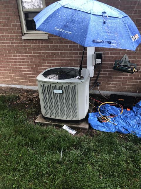 I performed a diagnostic on an American Standard air conditioner.  I found that the unit was low on refrigerant so I added 3 lbs of R-410A.  The system was cooling the house when I left.