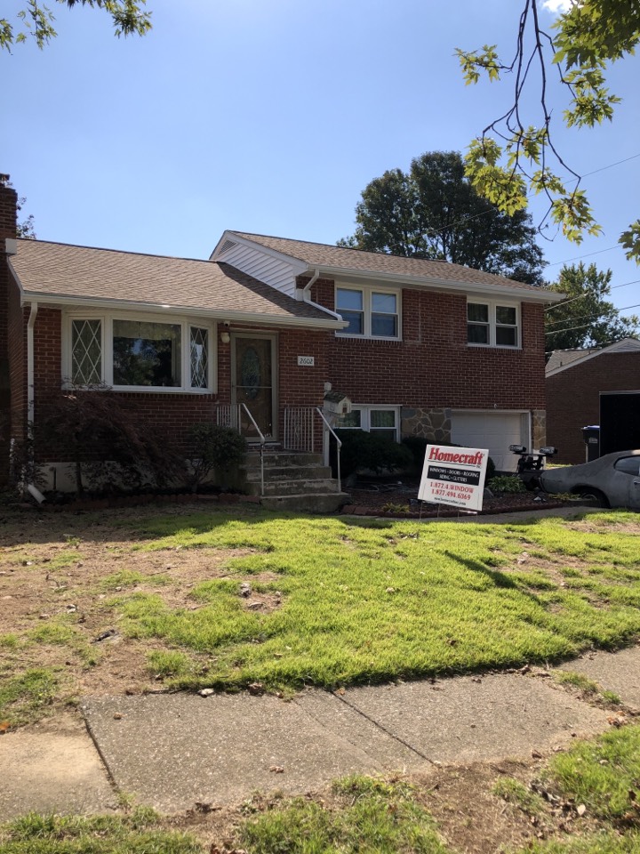 Claymont, DE - GAF Timberline shingles color Charcoal and Pro Via vinyl double hung windows and mastic gutters soffit siding color white Claymont, DE - GAF Timberline shingles color Charcoal and Pro Via vinyl double hung windows and mastic gutters soffit siding color white