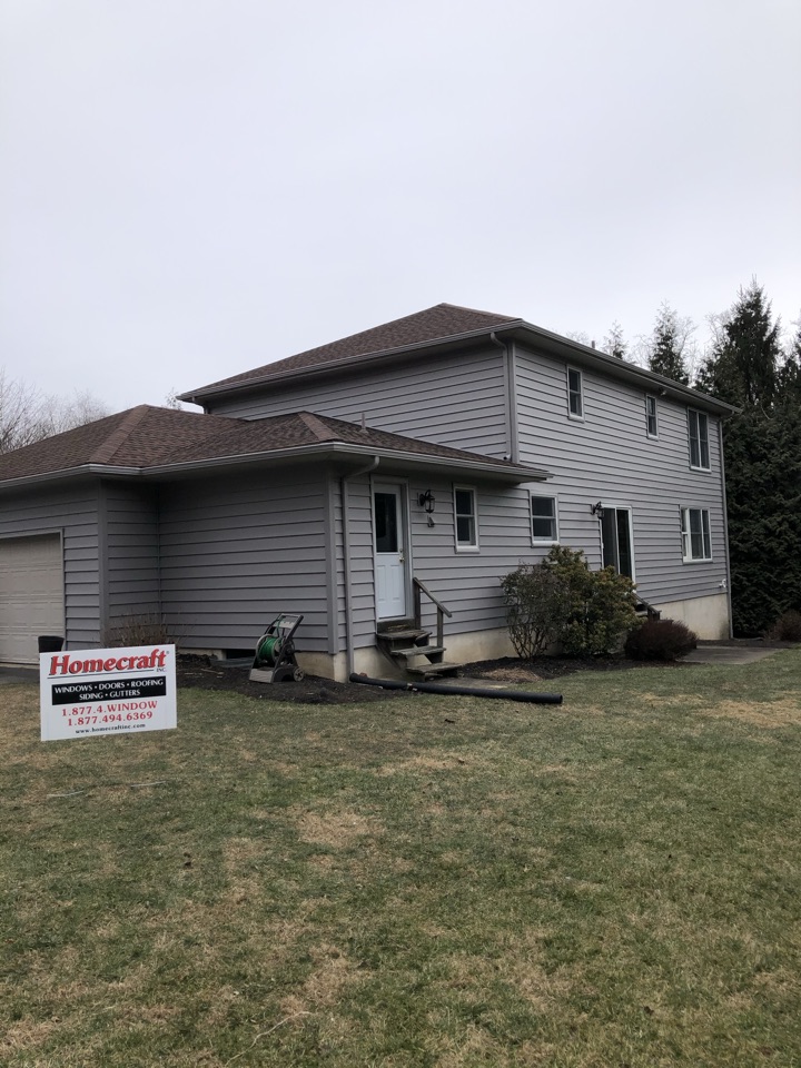 Hockessin, DE - Mastic Structure siding color Harbor Grey and gutters and soffit color Victorian grey Hockessin, DE - Mastic Structure siding color Harbor Grey and gutters and soffit color Victorian grey