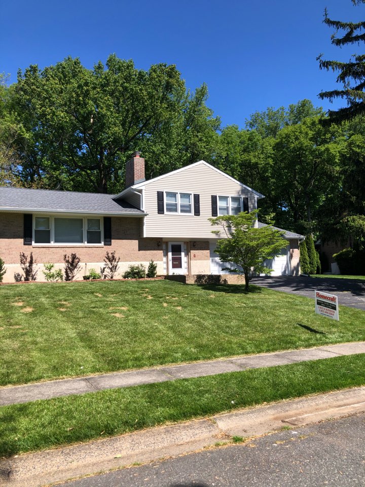 Wilmington, DE - ProVia cedar max siding color Sand and soffit color white with mastic gutters and leaf relief Wilmington, DE - ProVia cedar max siding color Sand and soffit color white with mastic gutters and leaf relief