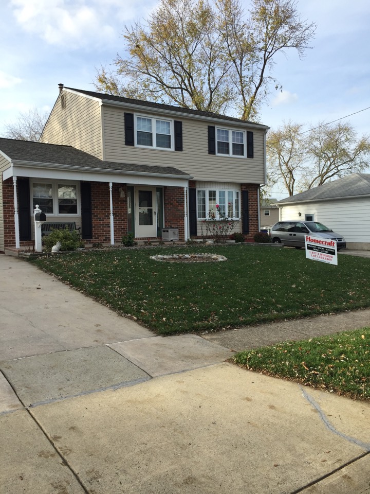 New Castle, DE - Vinyl replacement windows Mastic Ovation siding color Wicker mastic raised panel shutters New Castle, DE - Vinyl replacement windows Mastic Ovation siding color Wicker mastic raised panel shutters