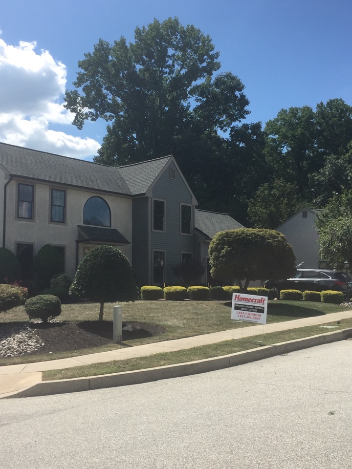 Aston, PA - GAF timberline shingles color Weathered Wood mastic ovation siding color Quite Willow soffit fascia and musket brown gutters Aston, PA - GAF timberline shingles color Weathered Wood mastic ovation siding color Quite Willow soffit fascia and musket brown gutters
