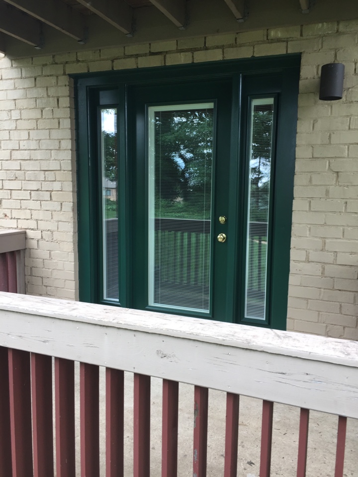 Wilmington, DE - ProVia entry door with 2 sidelights color Forrest green Wilmington, DE - ProVia entry door with 2 sidelights color Forrest green