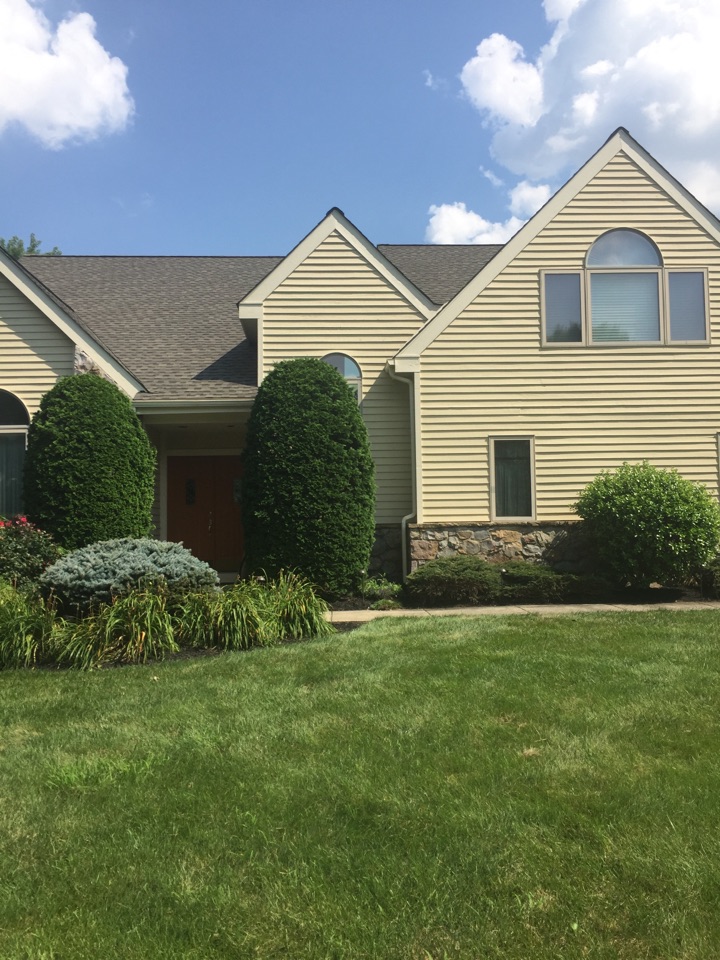 Wilmington, DE - GAF Timberline shingles color Weathered wood with Sno country ridge vent Wilmington, DE - GAF Timberline shingles color Weathered wood with Sno country ridge vent