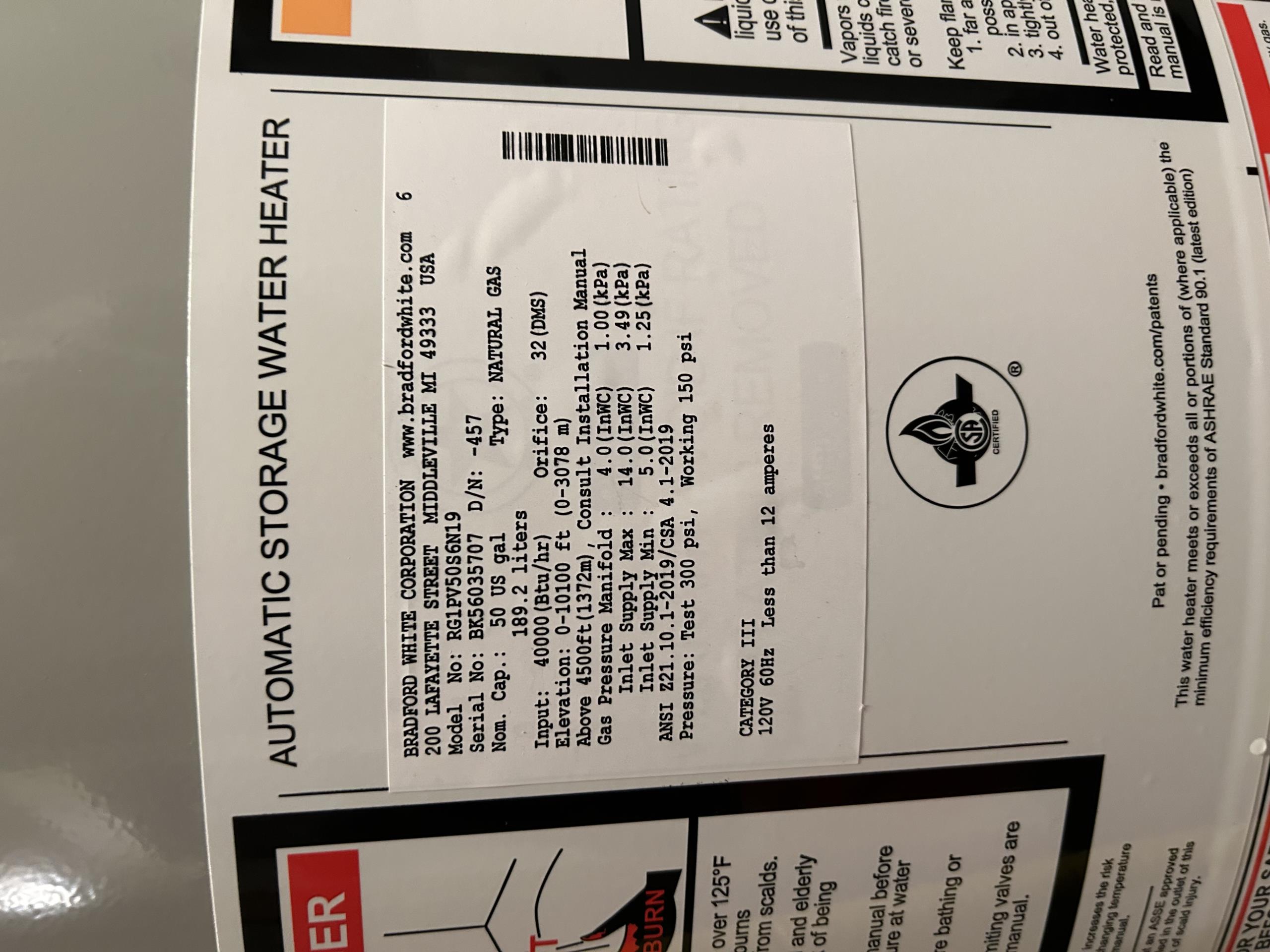 Water Heater Estimate:
1.What kind of water heater are you looking for? :
- Power vented, gas, 60 gallon

2.Do you currently have working hot water? :
- Yes.