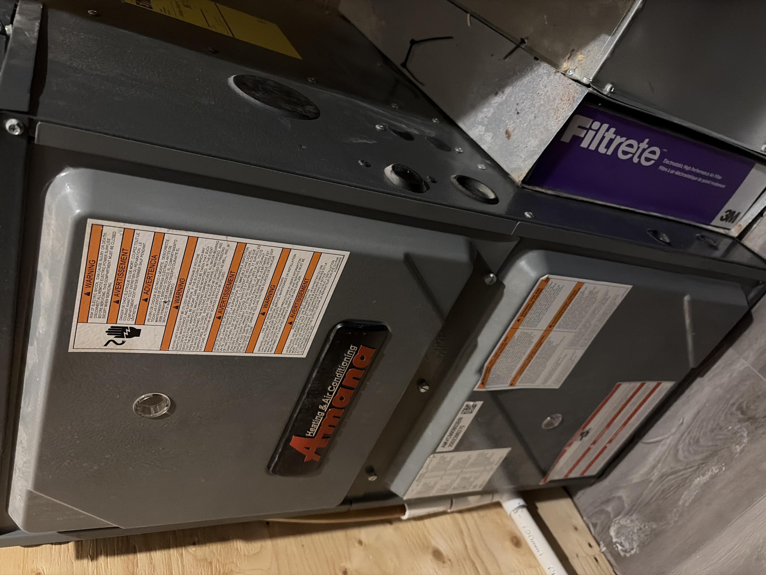 Furnace Service Call:
Description:
- Furnace blower starts but doesn’t light or generate heat. Flashes codes A04, 9H2, EE0 so seems like it tries to light but can’t.

Furnace model is Amana AMVC960803BN