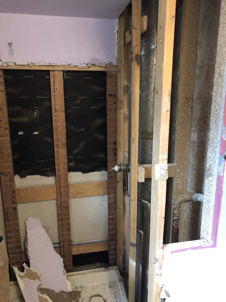 Lakewood, CO - Installing a Kohler wall in bath tub this morning Lakewood, CO - Installing a Kohler wall in bath tub this morning