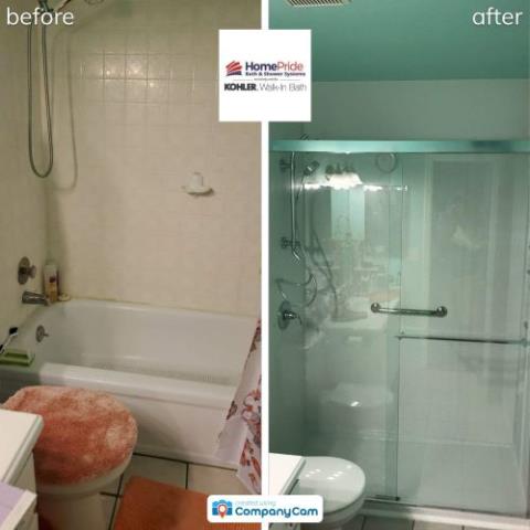 Denver, CO - We love seeing the smiles on our customers faces when they see their new Kohler LuxStone shower after the project is complete. The finished job proves that a bathroom can be transformed from outdated to contemporary in a day! Denver, CO - We love seeing the smiles on our customers faces when they see their new Kohler LuxStone shower after the project is complete. The finished job proves that a bathroom can be transformed from outdated to contemporary in a day!