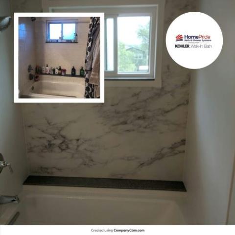 Colorado Springs, CO - A beautiful Kohler LuxStone shower was installed in Colorado Springs last week. The customer is enjoying the easy to clean LuxStone walls and classic bathtub. Colorado Springs, CO - A beautiful Kohler LuxStone shower was installed in Colorado Springs last week. The customer is enjoying the easy to clean LuxStone walls and classic bathtub.