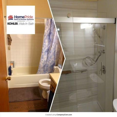 Colorado Springs, CO - We has so much fun updating this tub/shower combo with tile and grout, to this gorgeous traditional walk-in shower with custom countertops and vanities. Colorado Springs, CO - We has so much fun updating this tub/shower combo with tile and grout, to this gorgeous traditional walk-in shower with custom countertops and vanities.