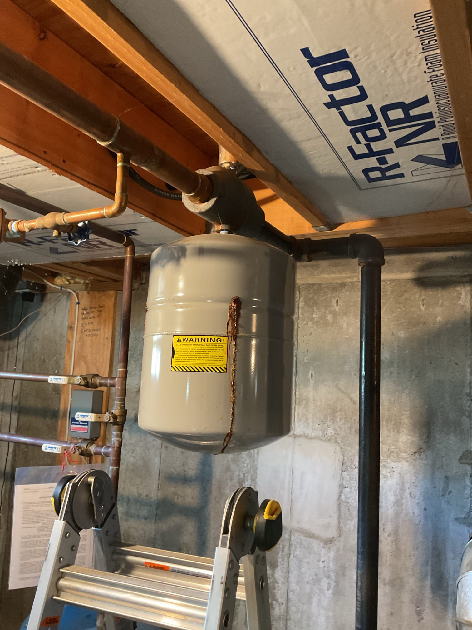 Arrived on site replace a failed #60 Expansion Tank and to replace the relief valve on the boiler. We started by isolating the boiler as much as possible and then drained it of water so we could remove the expansion tank and relief valve. Once drained, we removed old tank and valve and replaced them with a new ex-60 pro expansion tank and a watts 30lb relief valve rated for boilers. We then refilled boiler and purged the air before opening up the zones. Test fired boiler to verify proper operation. System is operating properly at this time.