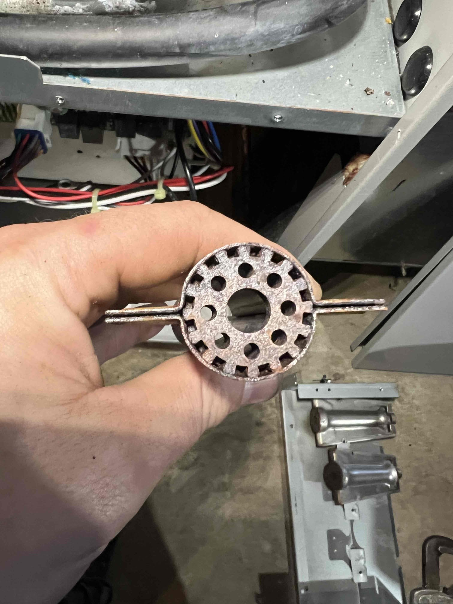 Performed annual tune-up on a Bosch propane furnace. Cleaned the burners, heat exchanger, igniter, flame sensor, neutralizer, condensate trap, and pump. Checked all safety controls, venting, fans, and overall furnace operation. Bubble-tested the gas line and checked carbon monoxide levels — no leaks detected. Verified operation; system is running properly at this time. 