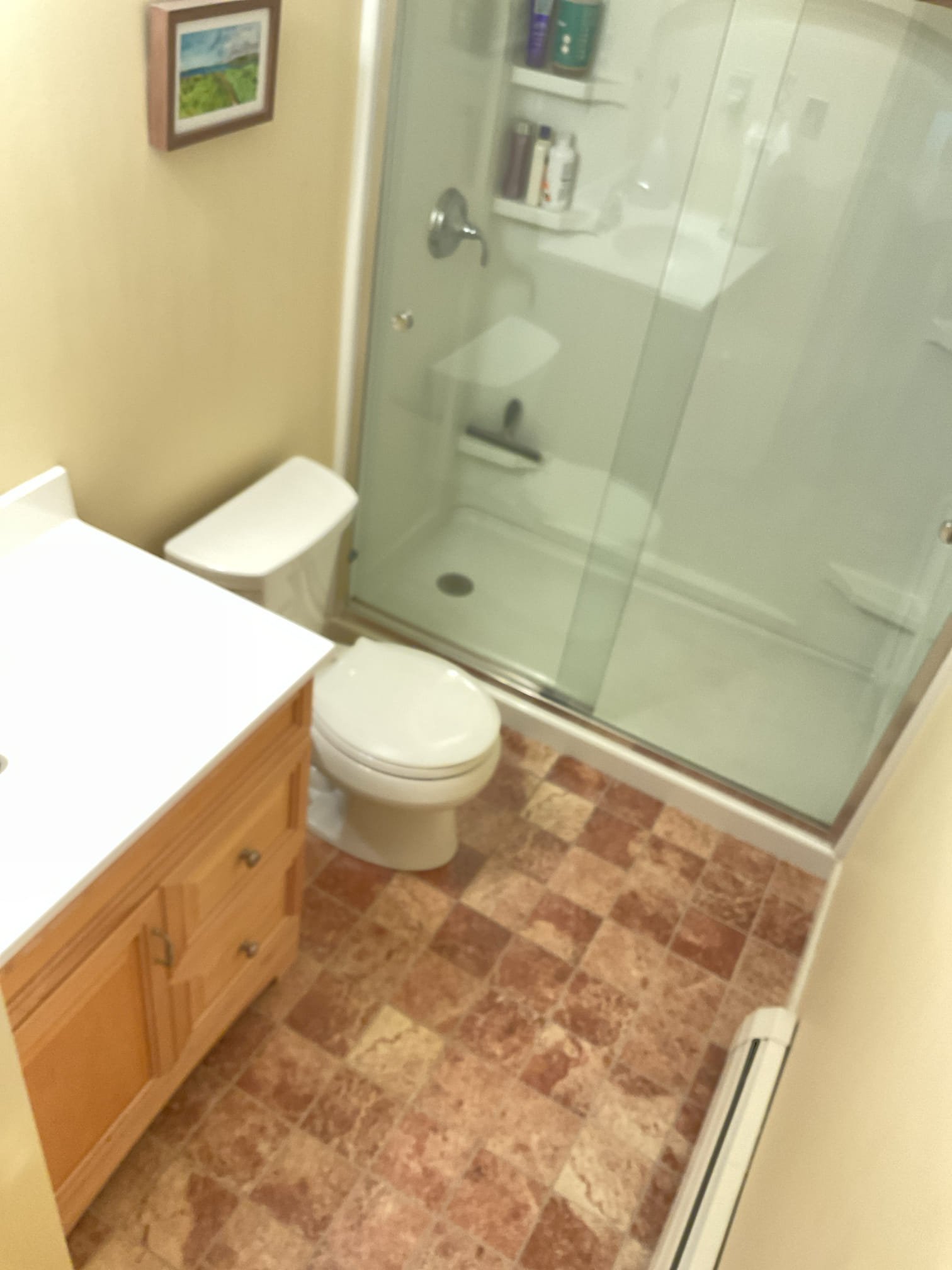 The existing toilet was replaced due to its age and instability caused by rocking. The broken flange was also replaced and raised to floor level to ensure a secure installation. After completion, the toilet was tested, confirming proper operation with no leaks present. The customer was not home at the time of completion, and the invoice will be sent via email.