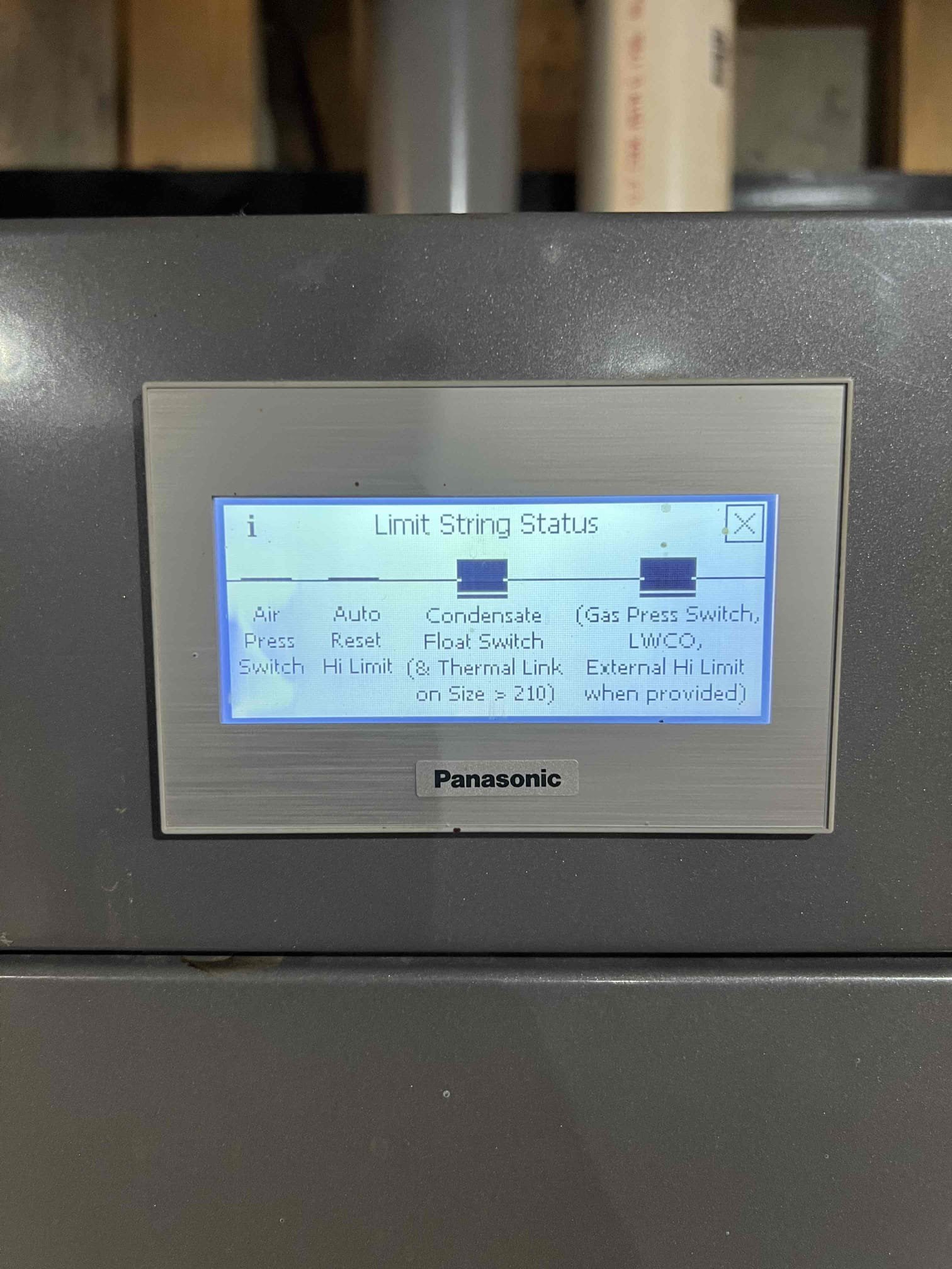 Arrived onsite to investigate no heat in three zones and no hot water. The system has a boiler with an indirect water heater, meaning the boiler also provides domestic hot water. Upon arrival, the boiler was in lockout with a “boiler safety limit open” fault. The homeowner mentioned they’ve experienced this issue before due to rainwater entering the intake and triggering the alarm.

I found that the rain guard had not been installed, so they reinstalled it themselves. The homeowner chose not to have me perform further diagnostics at this time. I provided estimates to replace four thermostats.

Before leaving, I confirmed that the boiler was running and operating properly.