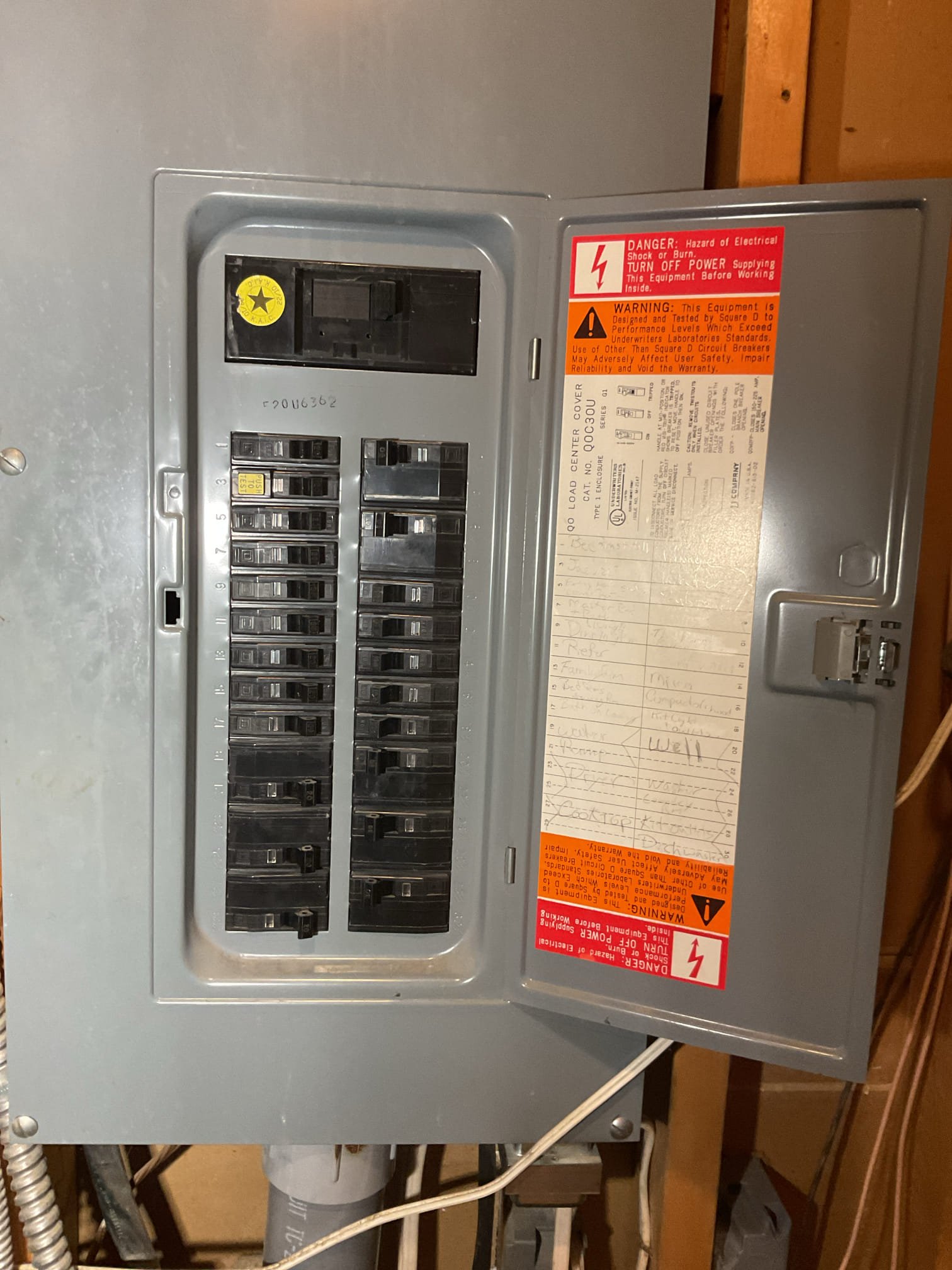-Upon arrival tech removed and disposed of old rusted out pressure tank, water softener, and all plumbing pertaining to softener and pressure tank. 

-Tech installed new pressure tank with tank tee and pressure switch. Tech then plumbed in new softener and relocated it along back wall of the closet, replumbed sediment filter with new three-way bypass, and moved backwash line through the ceiling of the kitchen and bathroom, into the wall of the laundry room, and into laundry room. Tech then installed new backwash drain with an air gap, air admittance valve, trap, and check valve. 

-Tech then set system up and tested all fittings. Everything working well with now leaks present at time of service. 