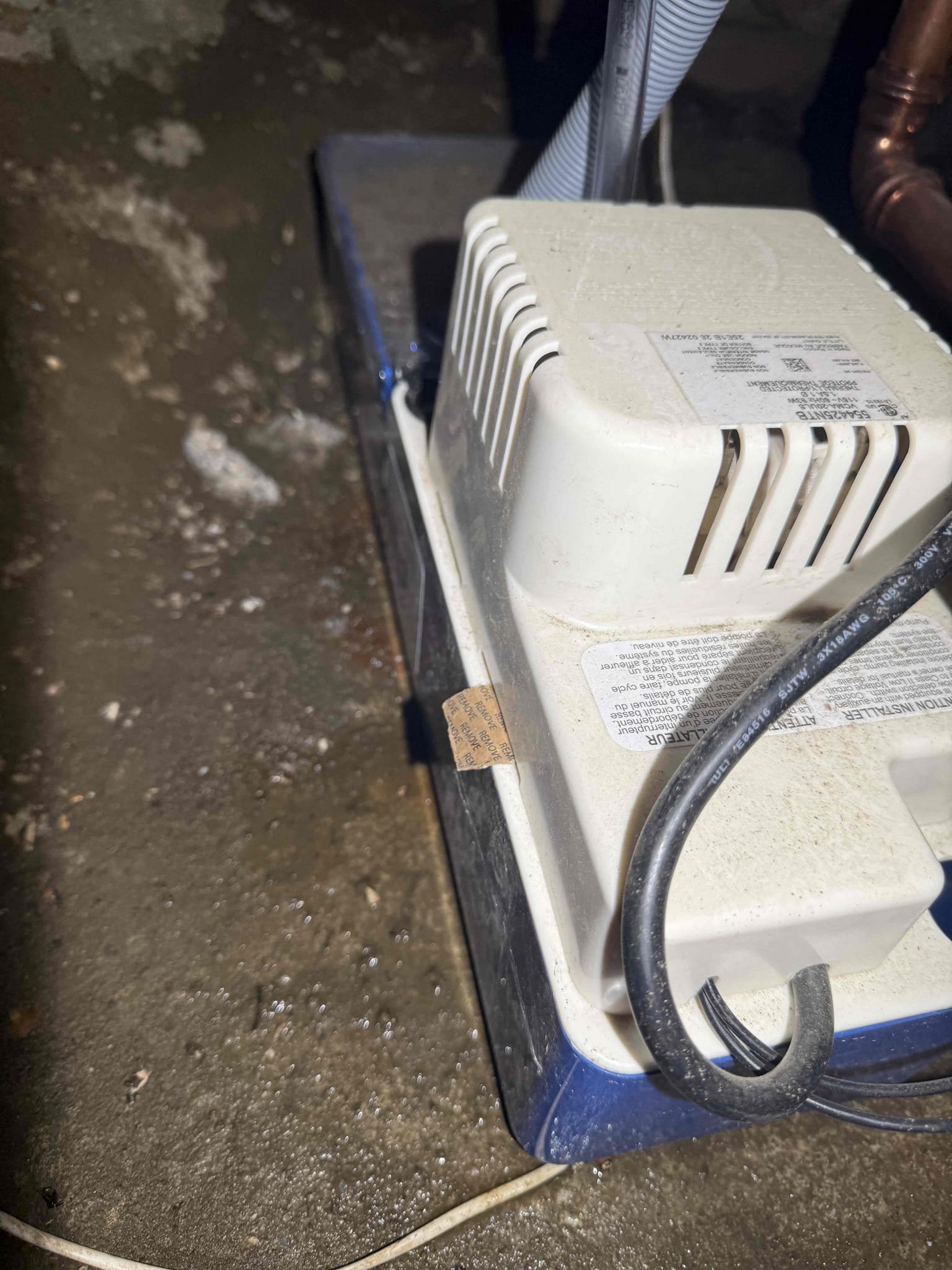 I found the condensate pump had the cardboard in it I removed the cardboard and the pump started pumping, everything is working as it should at should at this time.