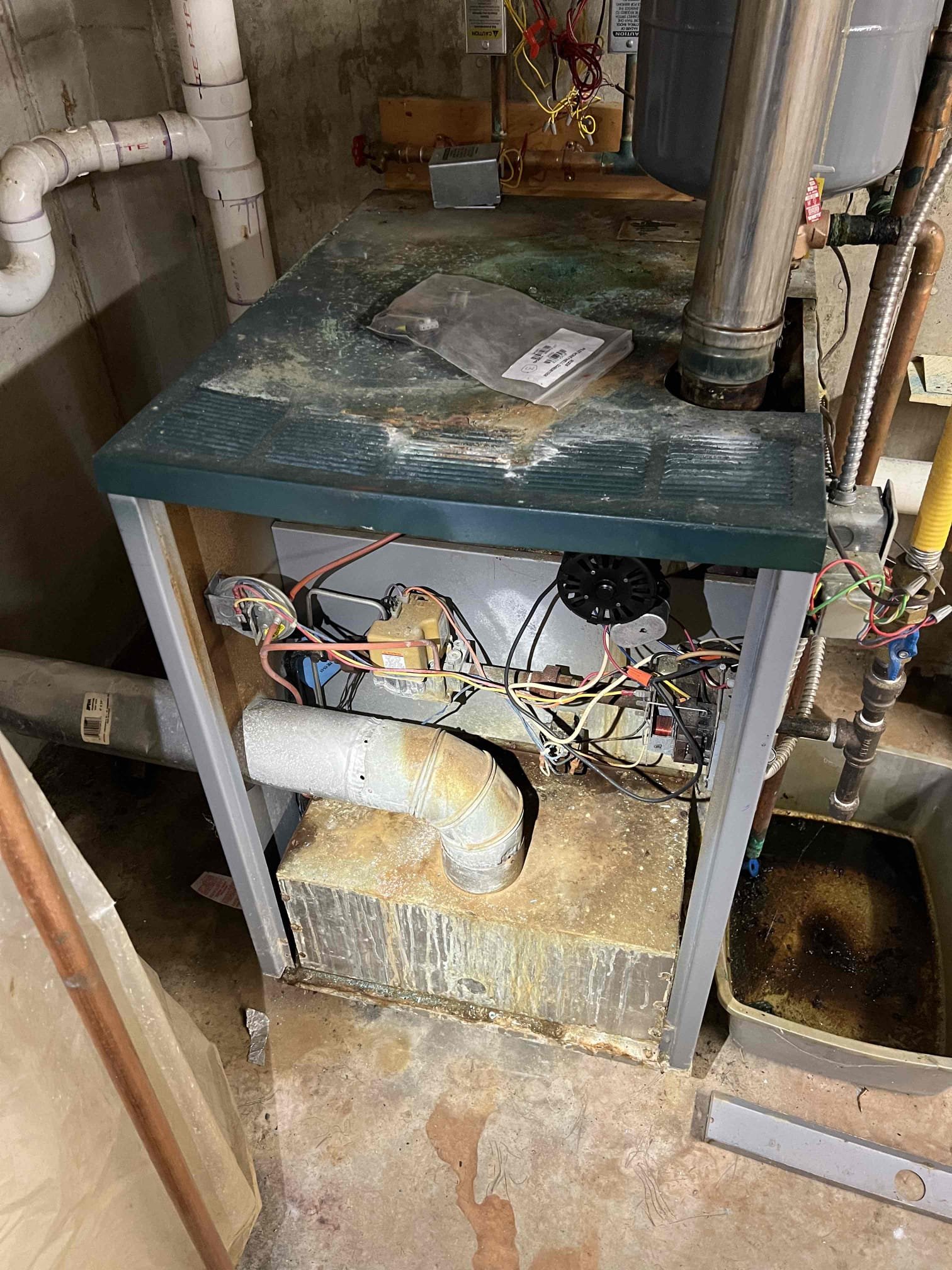 Arrived onsite to investigate a no-heat issue that was believed to be caused by an inducer fan failure. During my evaluation, I confirmed that the inducer fan had failed and noted that the boiler is in rough condition. I presented an estimate to replace the inducer fan, which they accepted. I picked up the new inducer fan and gaskets from the supply house.

Replaced the parts and verified proper operation. Checked for carbon monoxide leaks — none were present. I also emailed estimates to perform an annual tune-up and for Jerm’s Home Care Club.

I recommend replacing the boiler due to its overall condition.