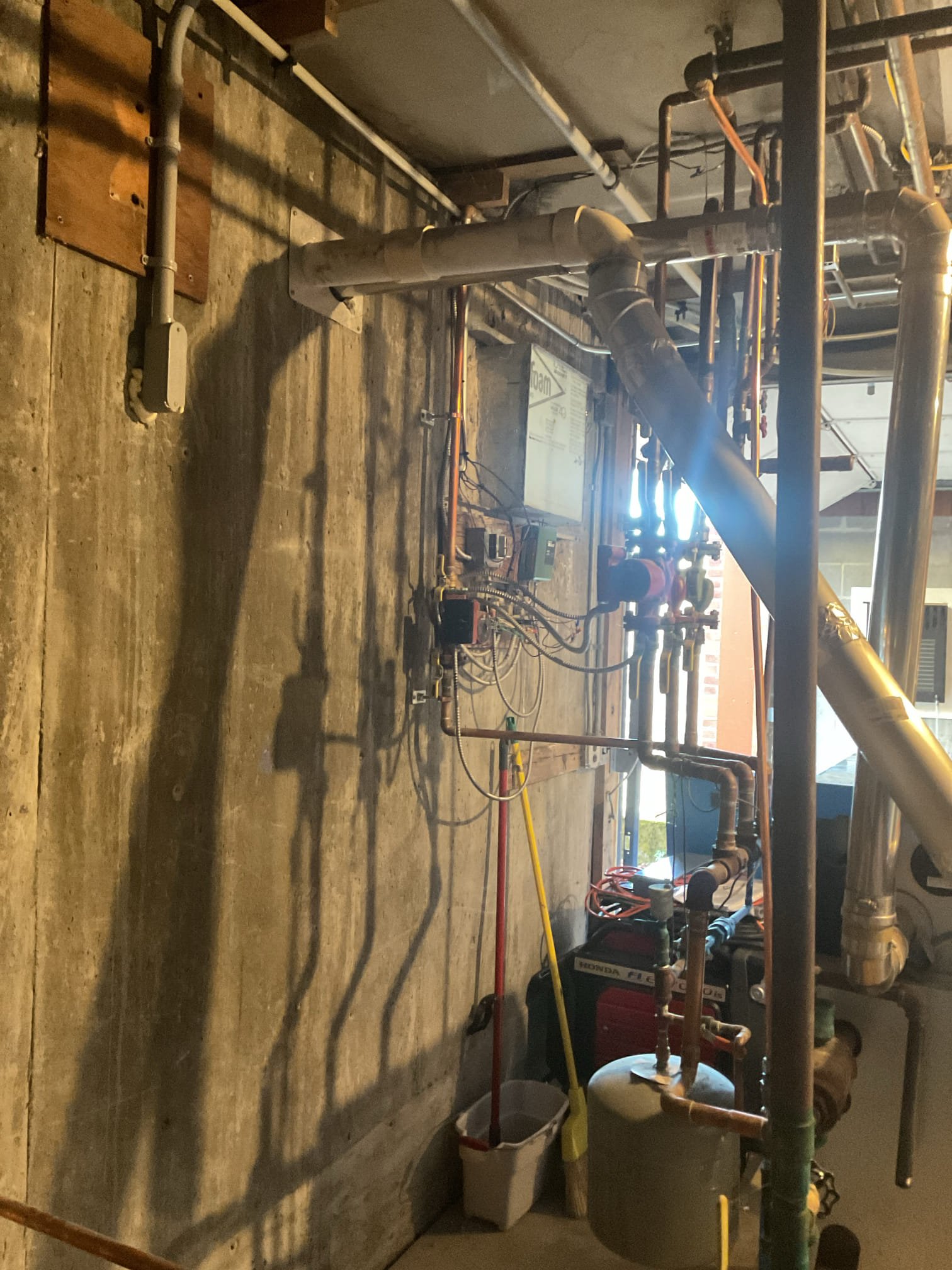 11/04/25 - Arrived on site to replace the existing Buderus propane boiler. We started by turning off power and gas supply to the unit. We then cut the piping close to the ceiling and removed all components not being reused. We removed the old boiler and venting. Hung new backboard and then hung the new boiler. Piped the gas line. Got started on the water piping. Mounted taco zone board. Tomorrow will be mainly water piping.

11/05/25 - Arrived on site to continue return and supply piping. Installed outdoor sensor. Got a plan for the venting. When we return in the morning we plan on getting the rest of the piping done. May need to return Friday to finish up the electrical.

11/06/25 - Arrived on site to finish up water piping. We also ran the venting just need to cut the hole for it. Ran condensate line and installed pump. We will be back in the morning to wire everything up and do startup.