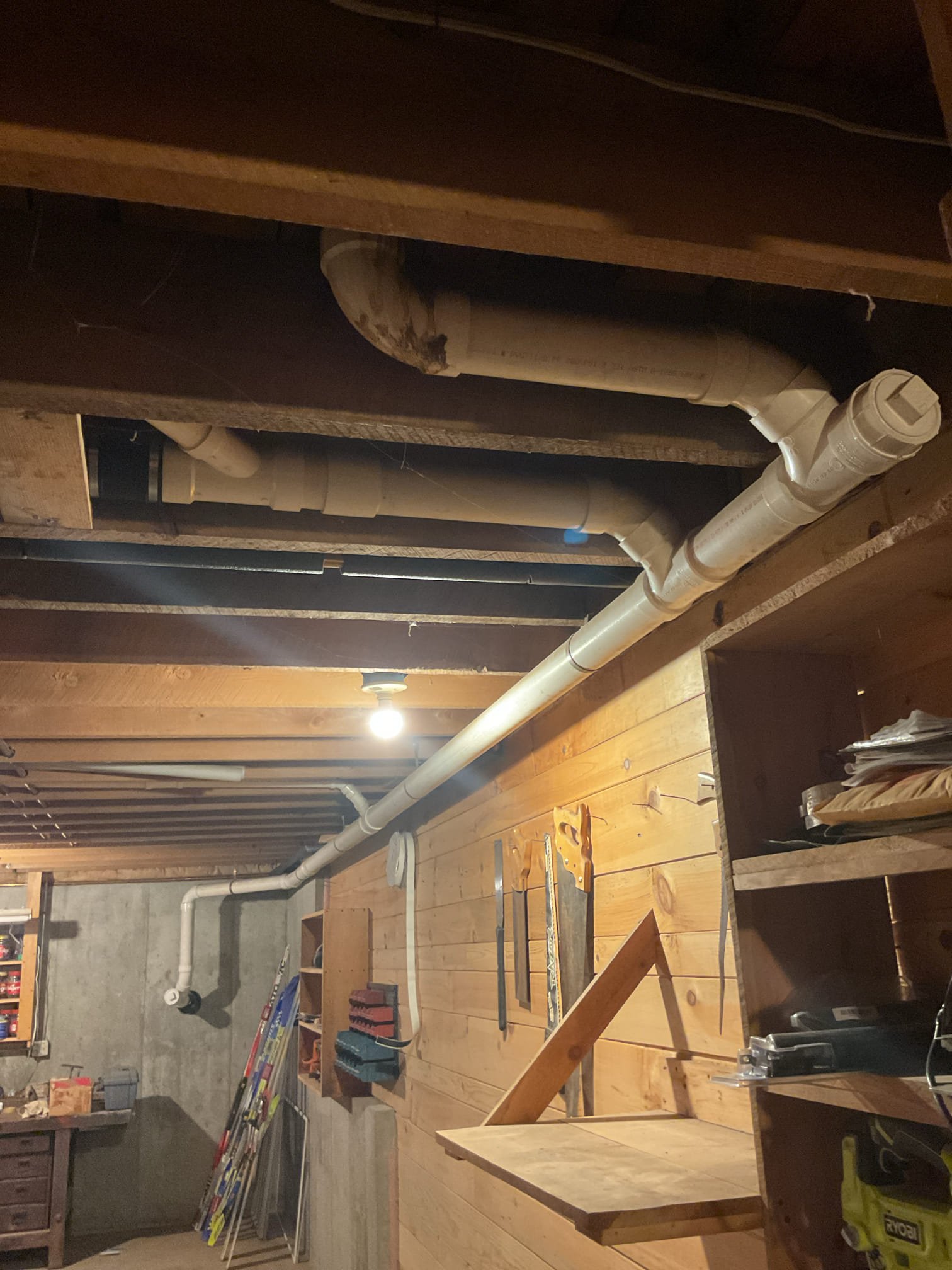 For this job I met with the homeowner to discuss the opportunity to relocate the washer and dryer from the first floor bathroom o the basement so the homeowner can install a sauna. The relocation of the washer and dryer will require the installation of a drain pump to discharge the waste water from the laundry. Estimates will be provided via email
-The existing well pump and pressure tank were installed in 1997. Estimates will be included for these two items. 