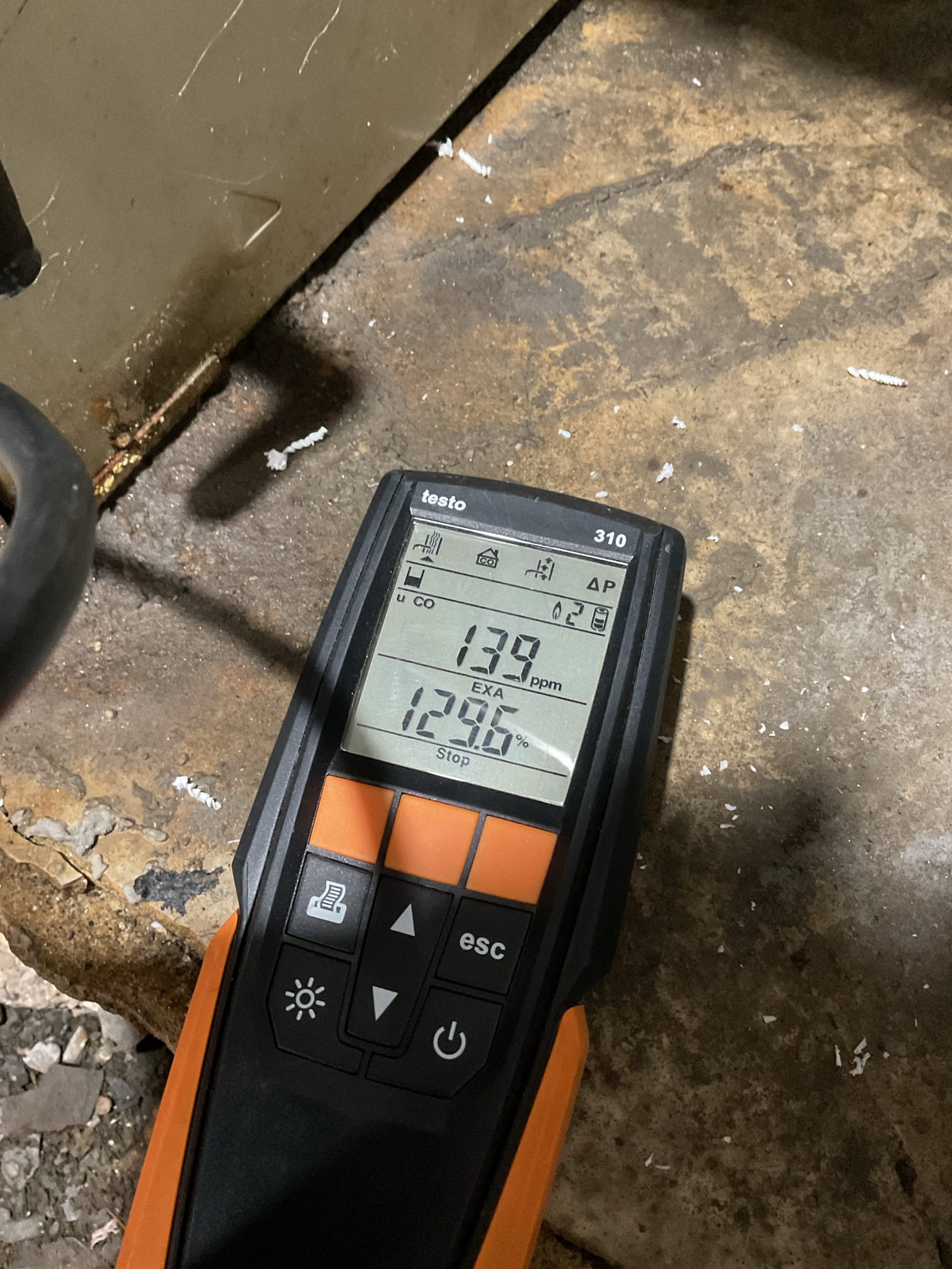 Arrived on site to provide a second opinion on cracked heat exchanger. Upon arrival we started by turning the gas and power back on to the furnace to perform a combustion analysis. Analysis showed high levels of CO in the flue. Almost 200ppm before the blower came on. This is pretty abnormal for a functioning heat exchanger. We turned off the furnace and removed the gas valve to inspect the burners. The burners were very corroded. We scoped the heat exchanger but could not get all the way around the bends. There were no visible cracks but we performed the lighter test. When the blower came on the lighter flame danced around wildly. The combination of higher than normal levels of CO and the dancing flames leads us to believe the heat exchanger is cracked and the furnace should be replaced. 

Left furnace inoperable by disabling gas valve, turning off the gas, and removing the disconnect switch.