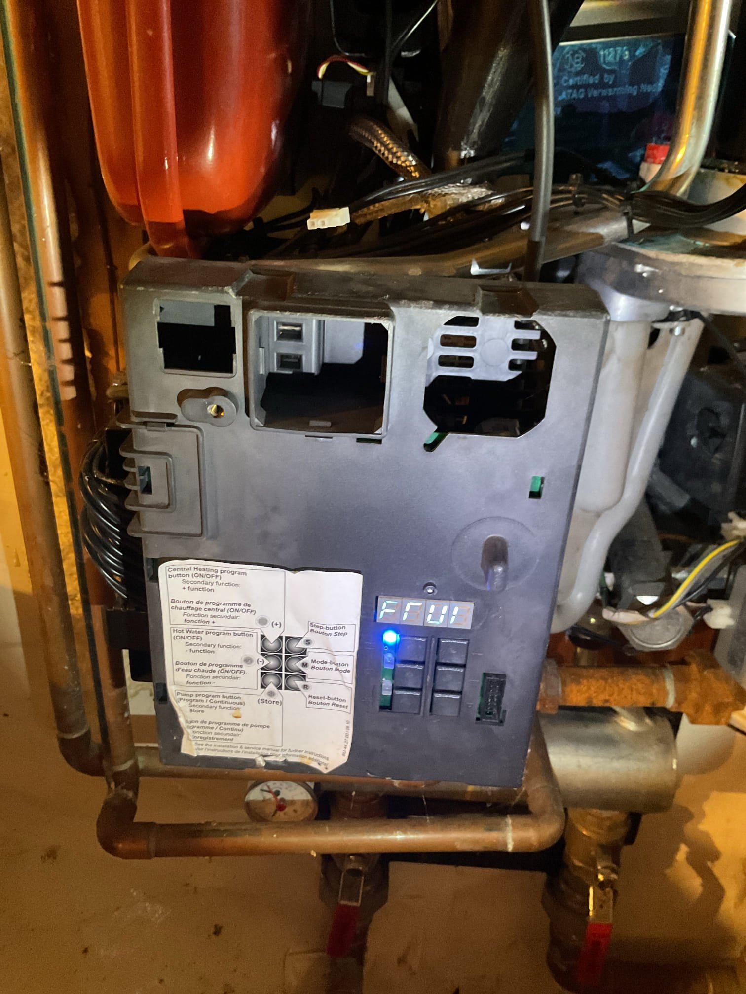 -Customer wanted system winterized. During inspection of the house customer said the boiler was having issues. I found a leak on the boiler. Before I can winterize the domestic the boiler needs to be inspected. I can not leave the water off while the system is leaking. We need a heat tech to either fix the furnace or winterize the heating system if the system needs to be replaced. Once this is done I can winterize the domestic side. 