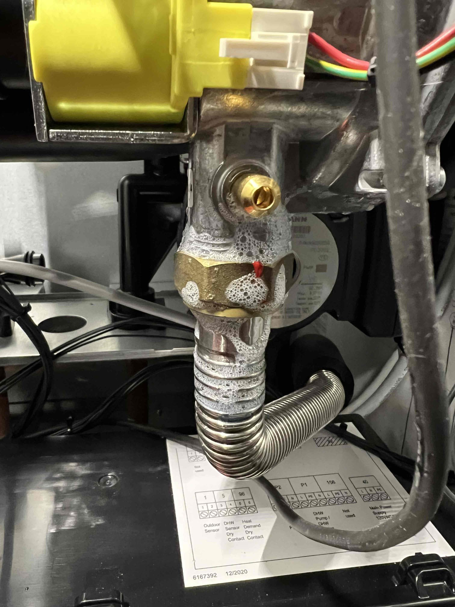 Performed annual tune up on a Viessmann propane boiler. Cleaned the burner, heat exchanger, igniter, flame sensor, and condensate trap. Inspected combustion, safety controls, relief valve, expansion tank, neutralizer pellets, venting, and overall hydronic system operation. Performed a bubble test on the gas line and checked CO levels—no leaks detected. Verified operation and system is working properly at this time.