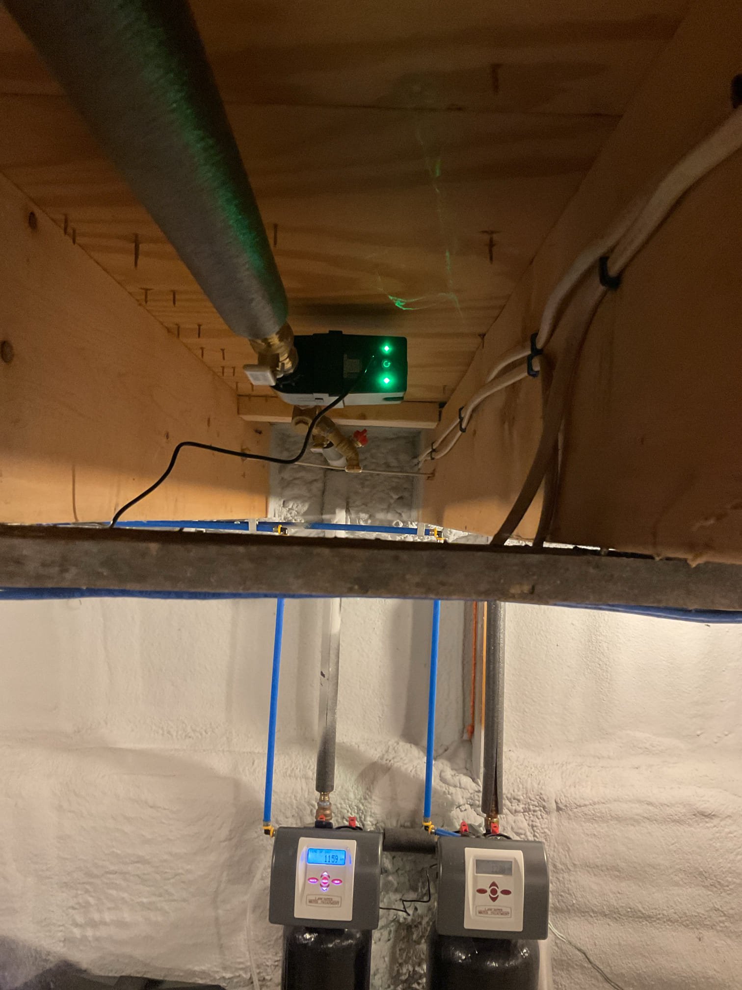 Upon arrival tech found that customer wanted an automatic leak detecting shutoff. Customer also had an automatic sediment filter and a softener. 

Tech started by servicing softener. I field tested the raw and treated water and replaced the injector and screen. I then tested the function of the system. Both systems are working well. 

I then removed a section of pipe. I installed two ball valves on each side of the system and a boiler drain for serviceability. I then installed a wye strainer to prevent the build up of debris in the shutoff. I then installed the shutoff. 

I then set up the system with the customer. We then set the system to the standard level to prevent unnecessary shutdowns. 

System is functioning properly with no leaks present at time of service. 


Raw field test.   PH: 7.5   FE: Trace.  H: 10

Treated field test.   PH:7.5   FE:0   H:0 