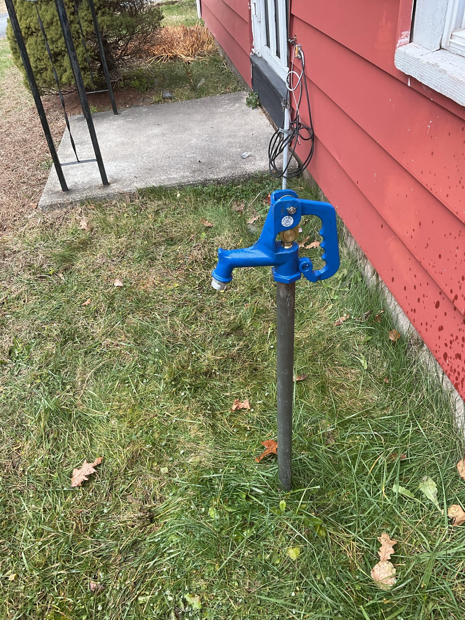 Water was turned off at the curb stop using the designated wrench, and the yard hydrant was opened to relieve system pressure. The hydrant head was removed using Free-All to free rust-seized components. The head assembly and plunger rod were taken out, and the end gasket was replaced using the customer-supplied part. The rod was reinstalled, and a new hydrant head with all new components was installed using thread sealant on all threaded connections. The water was restored and the hydrant was tested, confirming proper operation with no leaks at this time.