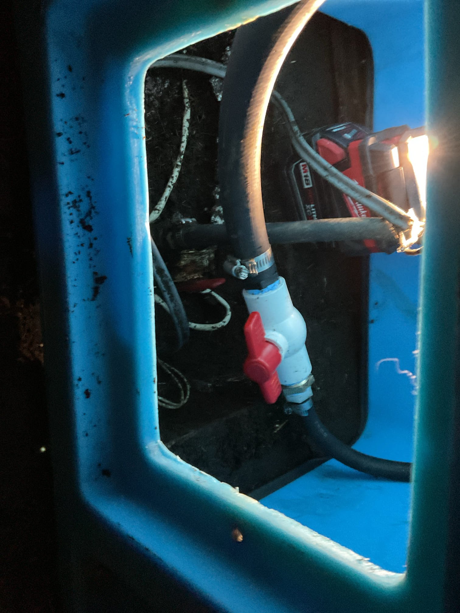 Installed customer-supplied water trough to replace the existing failed unit. Preassembled outdoor trough components including float, supply line, and shutoff valve. Removed the original trough and disconnected the electrical heating element. Set the new trough in the existing location, secured it to blocking, connected the water supply, and added additional blocking to properly level and stabilize the unit. Turned water on, adjusted fill valve for correct water level, and confirmed there were no leaks in the work performed.

Due to the unit being installed outdoors without a heating element, no warranty is offered on this installation because of potential freezing conditions.