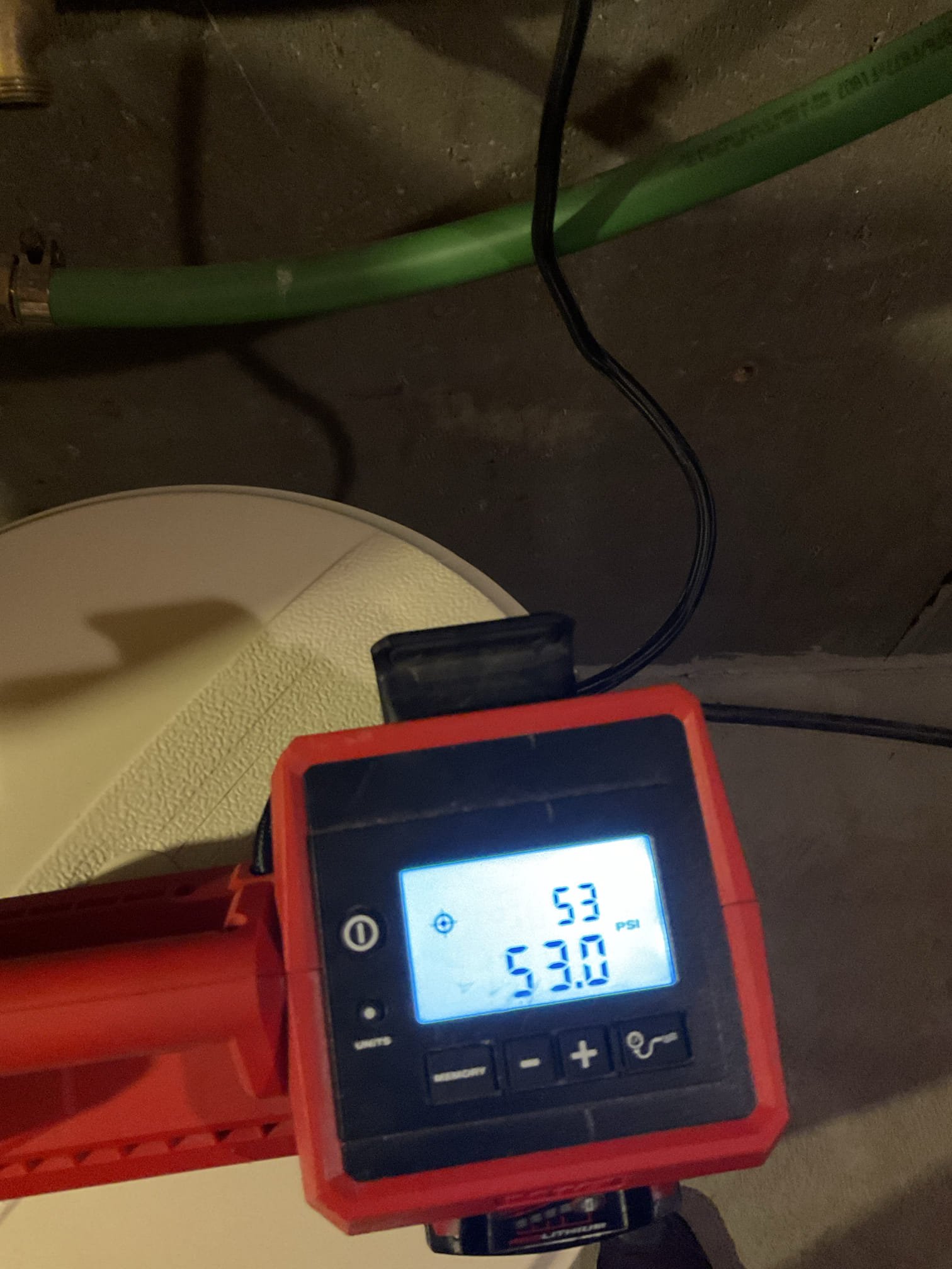 For this visit, we completed the installation of the DAB booster pump. Homeowner had a new outlet installed near pump location allowing proper operation of pump. During the previous visit, the check valve was installed on the incorrect side of the pump, and due to time constraints, it could not be relocated at that time. Today, we repositioned the check valve correctly and added a new shutoff valve on the outlet side to allow easier future maintenance. We adjusted the pump pressure to 55 PSI, set the water heater expansion tank accordingly, and tested the system for proper operation. No leaks were observed at the time of departure.