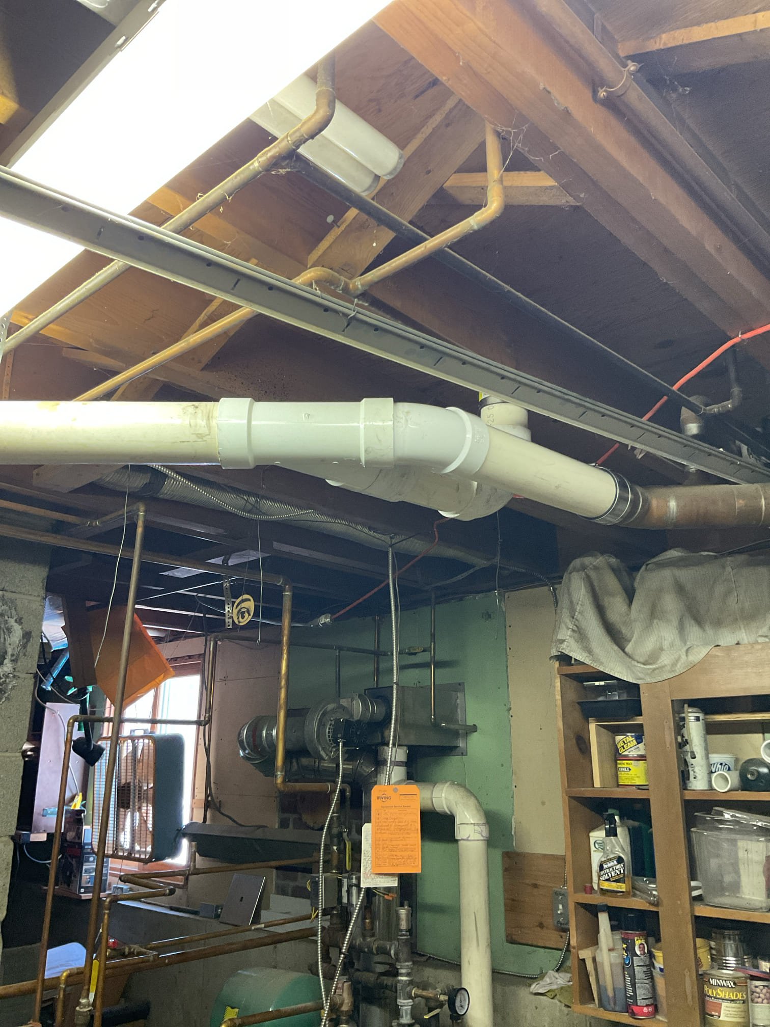 Existing copper drainage was leaking. We removed the damaged sections of copper and replaced it with pvc adapting to copper with code complaint copper to pvc adapters