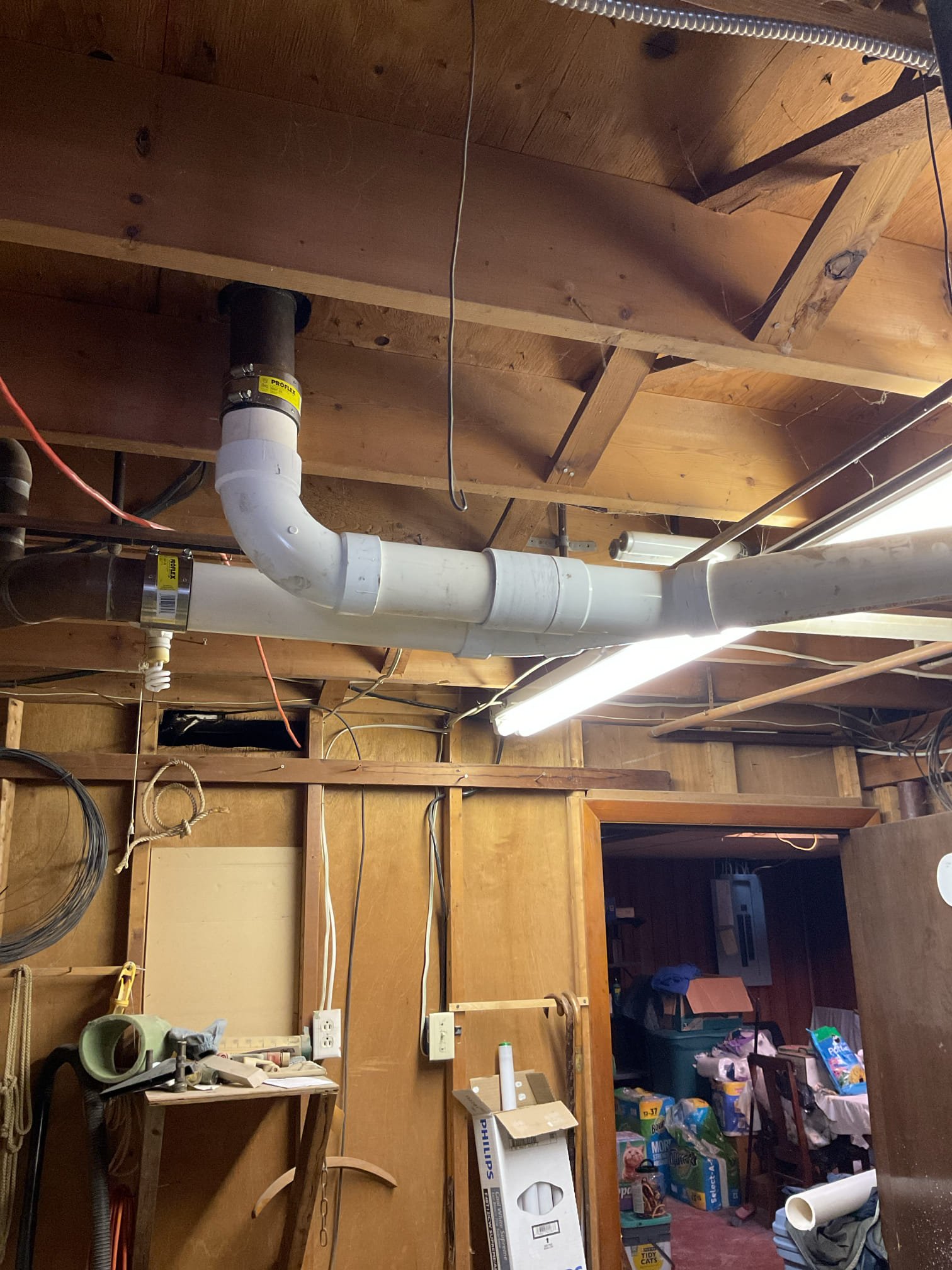 Existing copper drainage was leaking. We removed the damaged sections of copper and replaced it with pvc adapting to copper with code complaint copper to pvc adapters