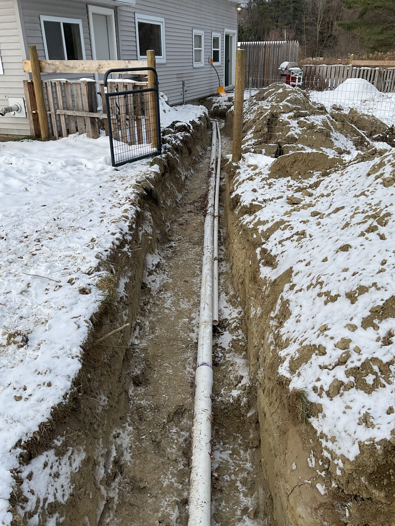 This was a follow up visit to test the drainage connections within the home since the new septic was completed. The water for the second floor bathroom was turned on and the fixtures were tested.
-Tested the kitchen sink faucet to properly test the newly installed cartridge and drainage connections
-Tested the first floor lavatory drainage. Noticed a leak on the popup assembly. Tightened the plastic nut to secure the rubber gasket to the bottom of the lavatory. Tested, no leaks. There was no work performed on the popup assembly during this project
-Tested the laundry drainage and the water softener drywell drain receptacle by using a washer hose to introduce water to the drains with.
-All drainage was tested and no leaks were present.
-The exterior drywell drain was not connected by the septic contractors during this visit, so I was unable to place the water softener into service. 