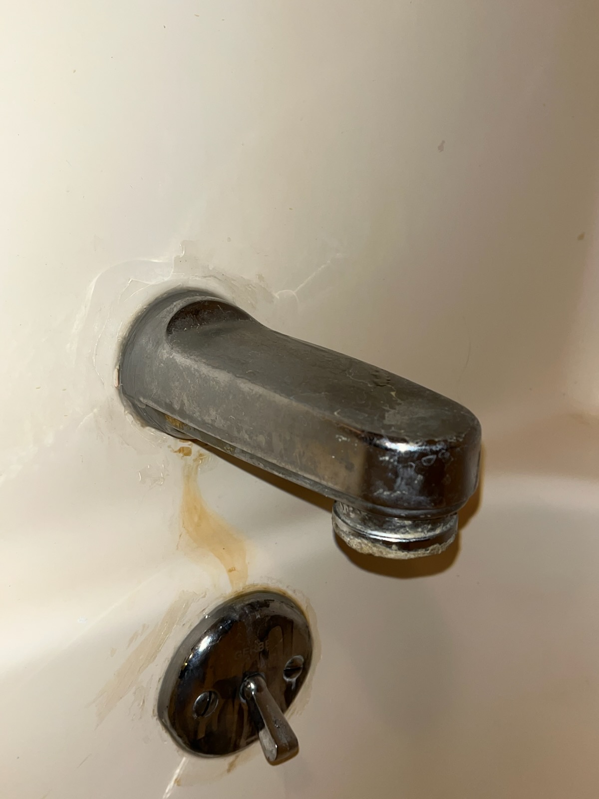 New issue has presented itself in the shower. There is no leak present in the drain, but the tub spout is now leaking profusely. 

I gave the customer an estimate for a new tub spout. They elected to replace the tub spout themselves. 

I emailed the estimate for a tub spout replacement. 

I removed the old tub spout and tapped the threads and replaced o ring. I thoroughly tested the drain and found no leaks. I then caulked around the tub spout. 
