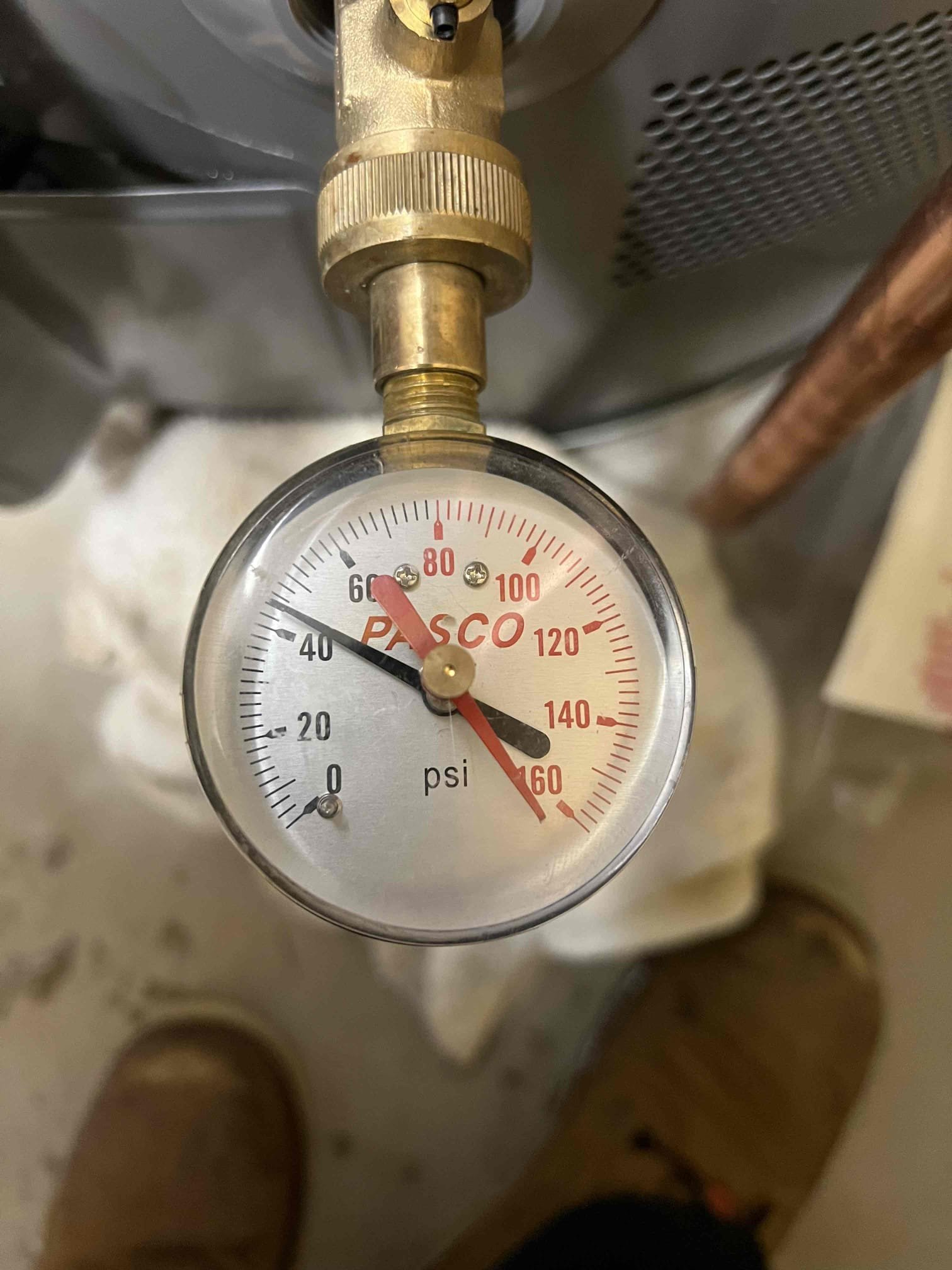 Replaced st-5 expansion tank with a st-12 due to it being undersized. Set air pressure to 45 psi to match incoming water pressure. Verified operation and system is working properly at this time.