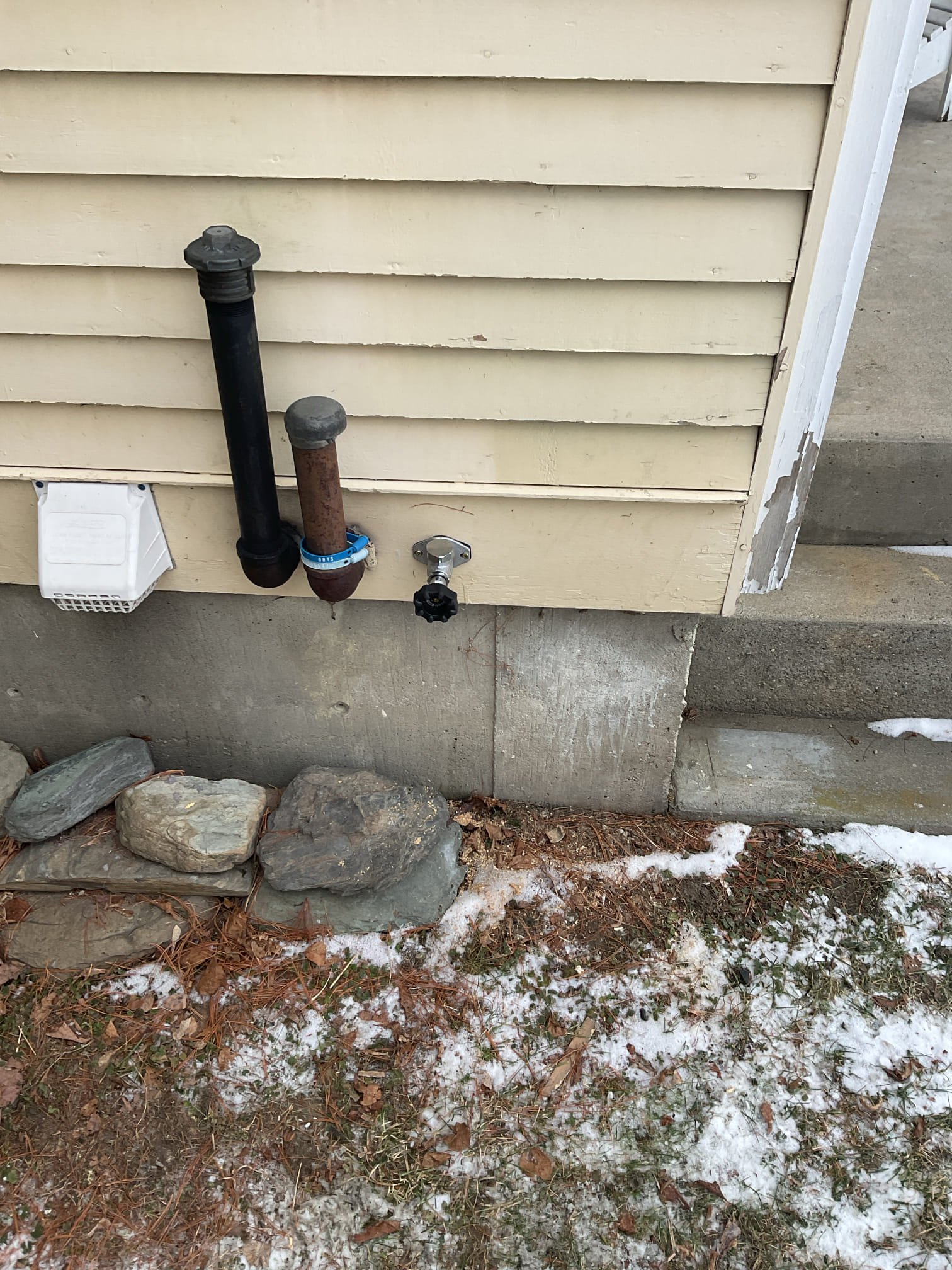 Replaced the outdoor spigot and installed a new shutoff valve due to the existing sillcock continuously dripping and being original to the 50-year-old home. The old unit was removed, copper piping was cut and prepared, and a new press ball valve was installed with new pipe hangers placed every 4 feet in the work area. Installed new Type L copper piping from the valve to a new 10” Legend sillcock, securely mounted with weather-resistant screws and a rubber gasket to ensure a watertight seal. Water was restored to the home and all work was tested with no leaks present and the system operating properly at this time.

Also discussed a partial repipe of the remaining kitchen drain line; however, the customer elected not to proceed at this time due to the complexity of the project. 