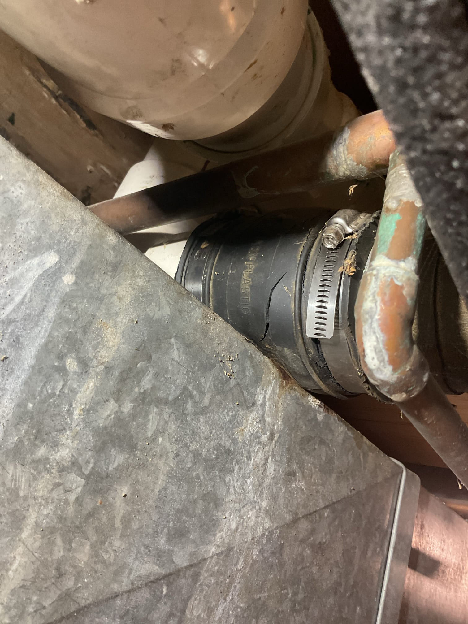 For this job, we came out to evaluate the copper drainage piping after finding two rubber Fernco couplings that were dry-rotted and in need of replacement. Upon further inspection, we determined that a remaining section of the original copper drain piping was still in place from a previous conversion to PVC. To ensure long-term reliability and proper drainage, we recommended replacing the remaining section of copper piping and properly tying it into the existing PVC system. In addition, we provided estimates for the installation of a laundry pump. The customer stated he would review the available options with his wife and will contact the office to proceed.