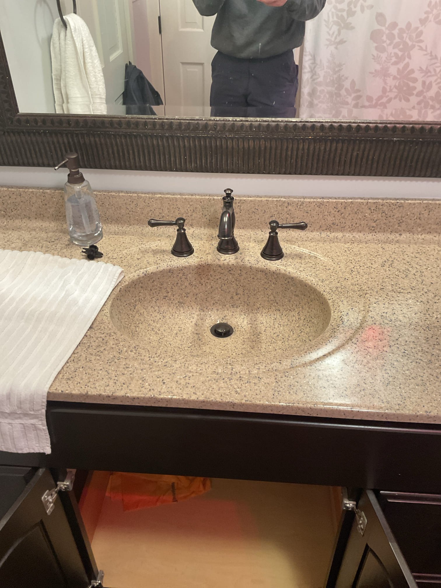 Upon arrival the customer had a cartridge for a kitchen sink, a customer supplied wide spread, and a softener that was not working well. 

I removed and disposed of the old Gerber cartridge and installed the new one. This fixed the existing drip and restored proper function of the faucet. The faucet was almost loose and not straight. I straightened the faucet and tightened the set screws to correct this. 

I then serviced the softener. I first field tested the raw and treated side. I removed the injector and screen and replaced them. I then adjusted the settings to accommodate for the high levels of hardness. I set the softener to 20 grains of hardness and a regen cycle of 10 days from 14. 

Raw field test- PH:7.5 H:18 FE:0 

Treated field test-PH:7.5 H:16 FE:0 

I then removed the old corroded wide spread faucet and pop up assembly. I then installed the new Delta wide spread. I also replaced both braided supply lines with new ones. 

The shutoff valves were both seized up and leaked w