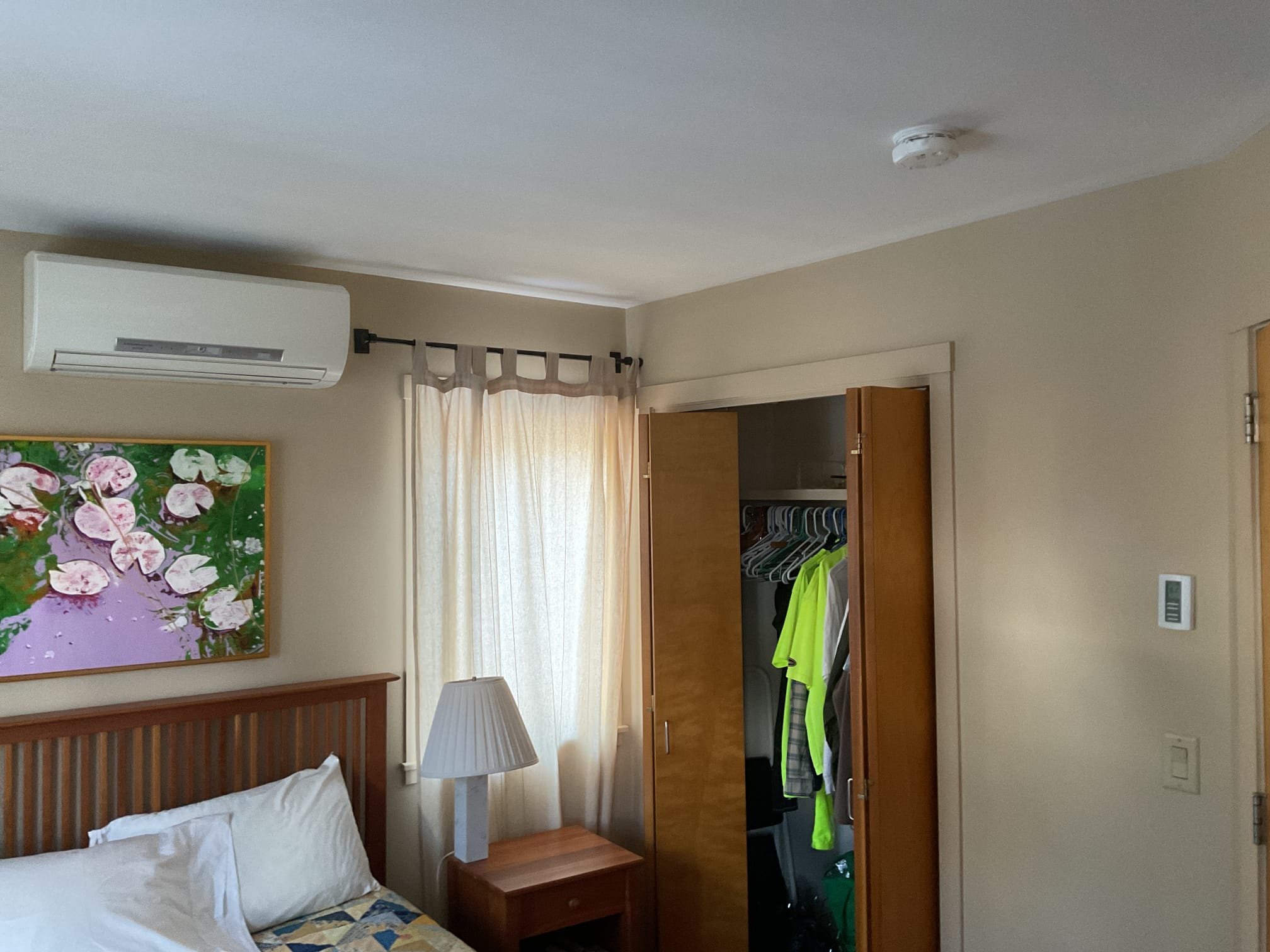 Arrived on site diagnose Minisplit overshooting in heat mode. We found that the Minisplits were operating as designed. The fans on the indoor heads will continue to run to maintain the temperature set on the remote. This often leads to overshooting especially in the smaller rooms. Recommended that Paul keeps the fan on auto which may help with overheating as the fan speed will be allowed to modulate as it sees fit rather than being stuck on a single speed. Only solution we can think of is installing room sensors on each head and disabling the fan when target temperature is reached. Not sure if it’s possible with this model of Mitsubishi as they are rather old.

As far as the head in the living room turning off every once in a while, we believe that it is entering defrost mode. This can last anywhere from 10-45minutes as needed and can occur every hour. 

The electric baseboard in the upstairs bathroom was not receiving power. We checked the panel to see if the breaker was tripped which