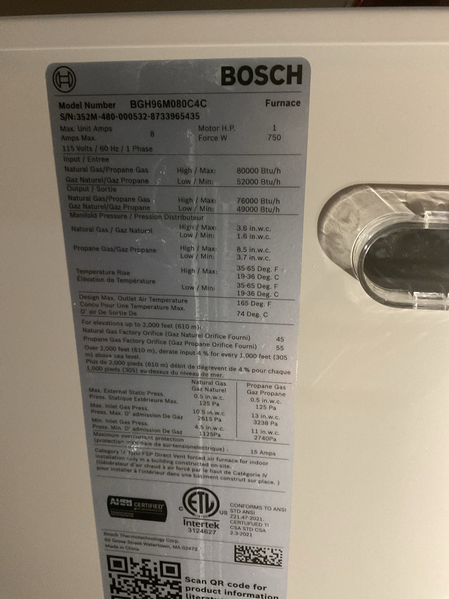 Arrived on site to replace 2nd failed damper. We removed the old damper and replaced with the new one. Wired it up and tested operation. Both dampers are working properly. 

Matt mentioned that after replacing the first damper, the main floor was still not keeping up. We looked into the wiring and configuration of the dual fuel system. We found that when the furnace ran 2nd stage heating it would hit the high limit rather quickly and cause an E5 error code to show up on the control board. Changed dip switch settings to allow only the Honeywell board to control heat stages. We also changed the discharge air temp limit to 130 from 145. The high limit trips at 150 which we believe was a cause of the furnace not keeping up especially at night. Propane should now kick on when it’s 40 degrees out. We asked Matt to monitor how the furnace performs after these changes. If it’s still not keeping up we may need to dig deeper into it.

Thank you for your patience!