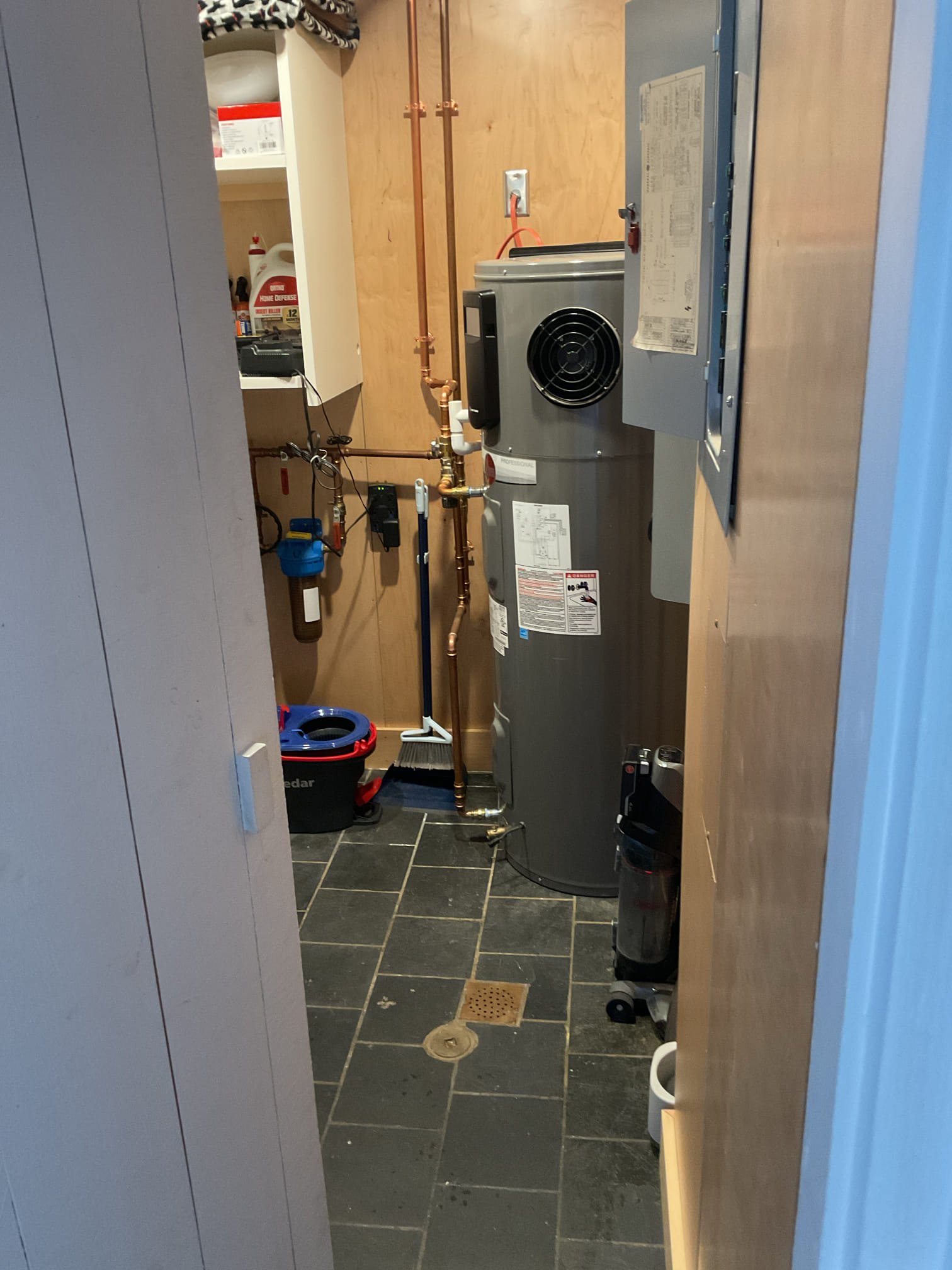 This site visit was scheduled to evaluate and provide an estimate to install an automatic shutoff valve for the house. This house appears to have two pressure tanks which would indicate two wells. The pressure tank in the crawl space is showing its age based on its condition. There is currently a solenoid valve installed on the outlet of the pressure, which may be an automatic shutoff valve. Could not locate a dedicated breaker for this solenoid valve. Estimates for the shutoff valves and pressure tank will be emailed. I arrived late to the appointment, the homeowner dedicated several minutes to provide me a tour and also to help answer some questions before departing before I was completed. I turned off the lights in the rooms that I was in, closed the front door behind me and left it unlocked with the understanding that the homeowner has the ability to lock it remotely. 