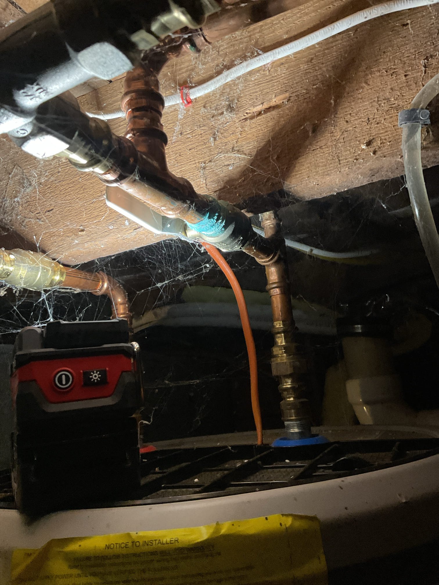 For this service call, the homeowner reported a constant drip from the third-floor shower valve. Inspection revealed an older two-handle shower valve with severely worn cartridges. Replacement of the valve with a new single-handle shower valve and remodel cover plate was recommended to address the leak and cover the existing openings in the fiberglass enclosure.

The homeowner also inquired about replacing a pedestal sink with a customer-supplied cabinet. While locating the main water shutoff in the basement, a heavily corroded cold water inlet valve was observed. Estimates for all discussed work were provided and emailed to the homeowner for reference, as no work was completed during this visit.