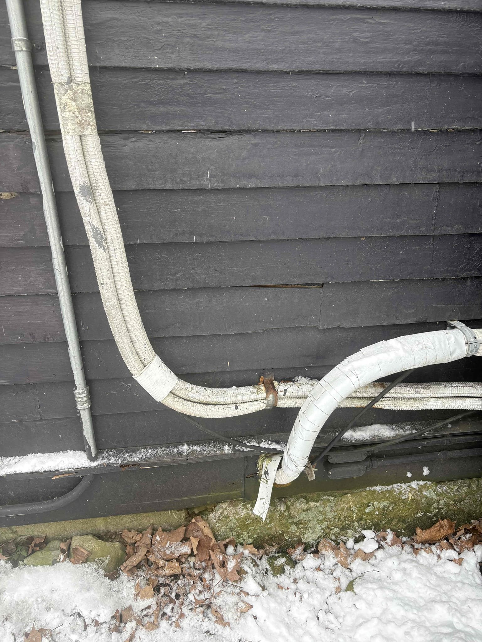 Keehan is interested in replacing the insulation on the line set for their third-story mini-split unit and installing line set cover (cover guard) to protect it from future wear. The units were most likely installed in 2015, and line set cover was not included at the time of installation. As a result, the existing insulation has deteriorated, leaving multiple sections of the line set exposed.

An estimate will be provided to replace the damaged insulation and install cover guard protection to prevent further deterioration.